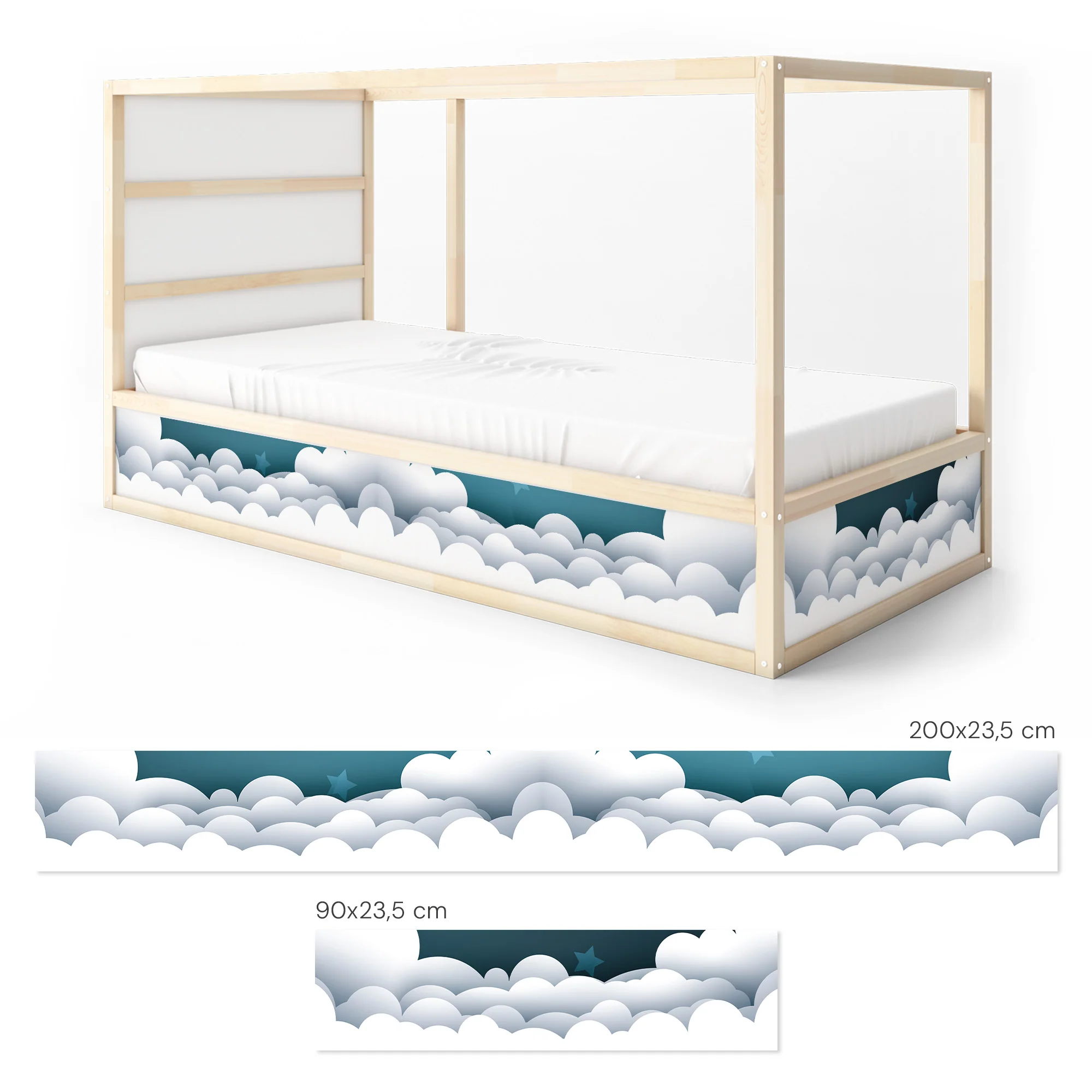 Bett­aufkleber Set für IKEA Kura - 3D Berge blau - Image 4