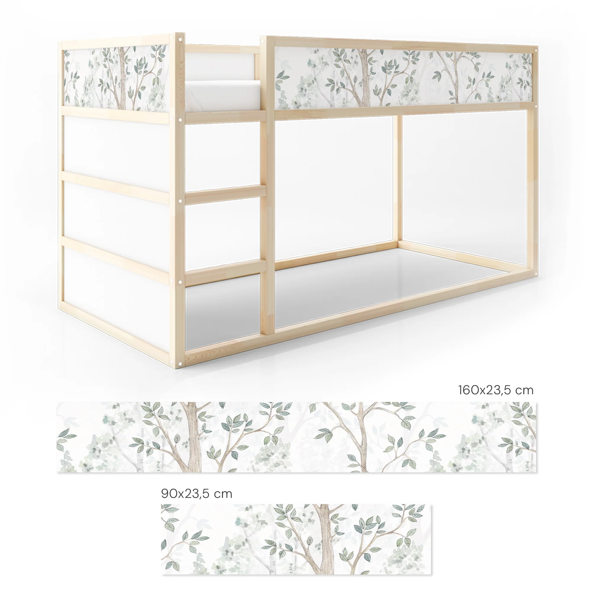 Bett­aufkleber Set für IKEA Kura - Birkenwald mit Hasen - Image 6