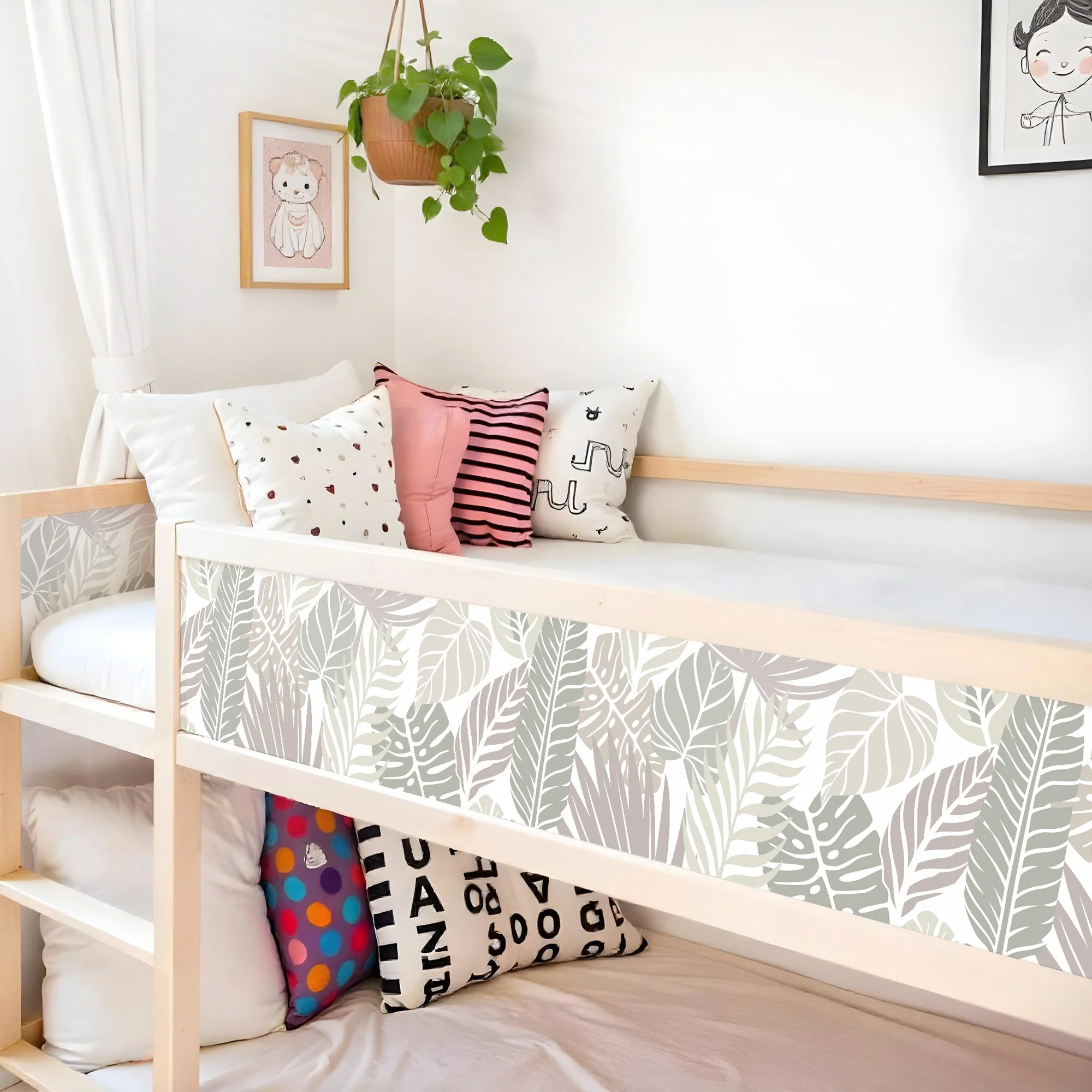 Bett­aufkleber Set für IKEA Kura - Blätter­muster - Image 3