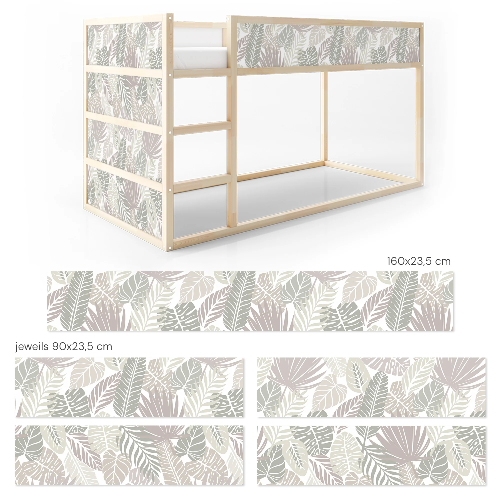 Bett­aufkleber Set für IKEA Kura - Blätter­muster - Image 6