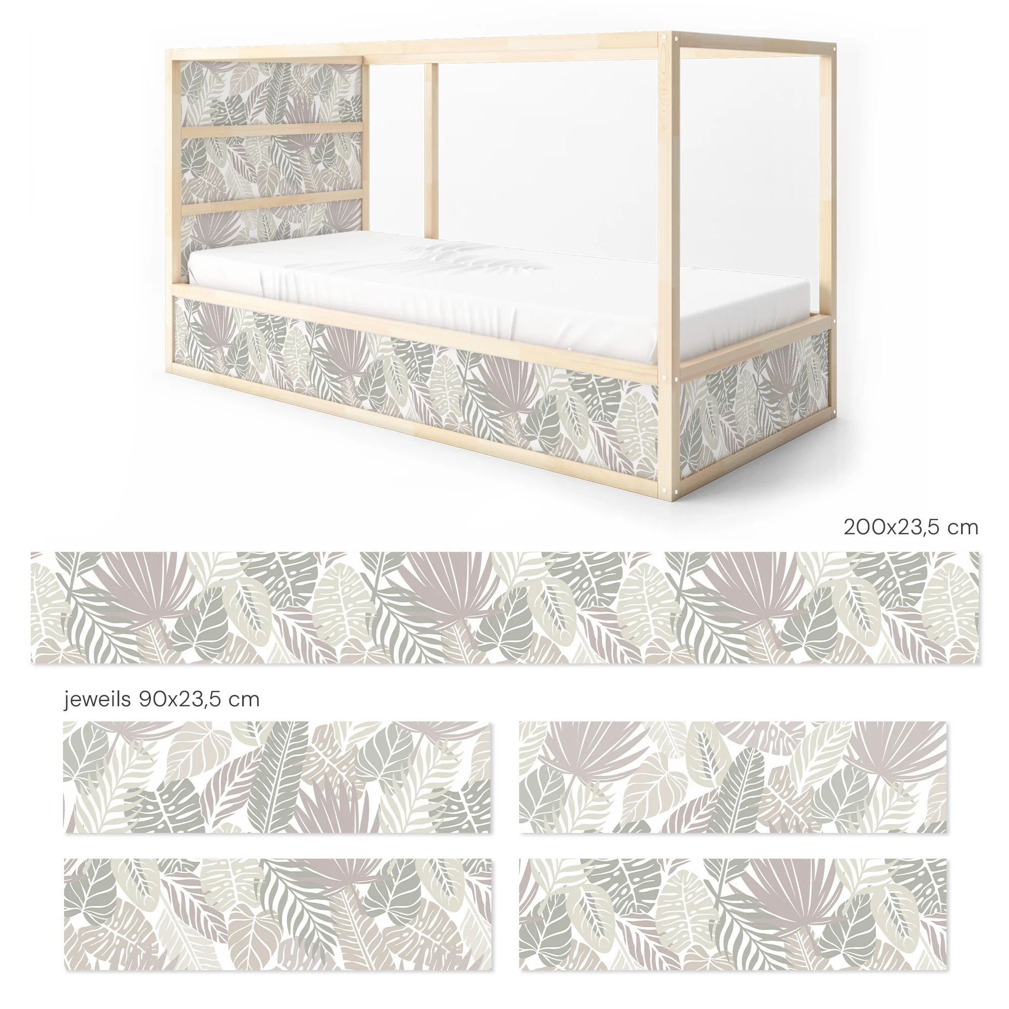Bett­aufkleber Set für IKEA Kura - Blätter­muster - Image 7