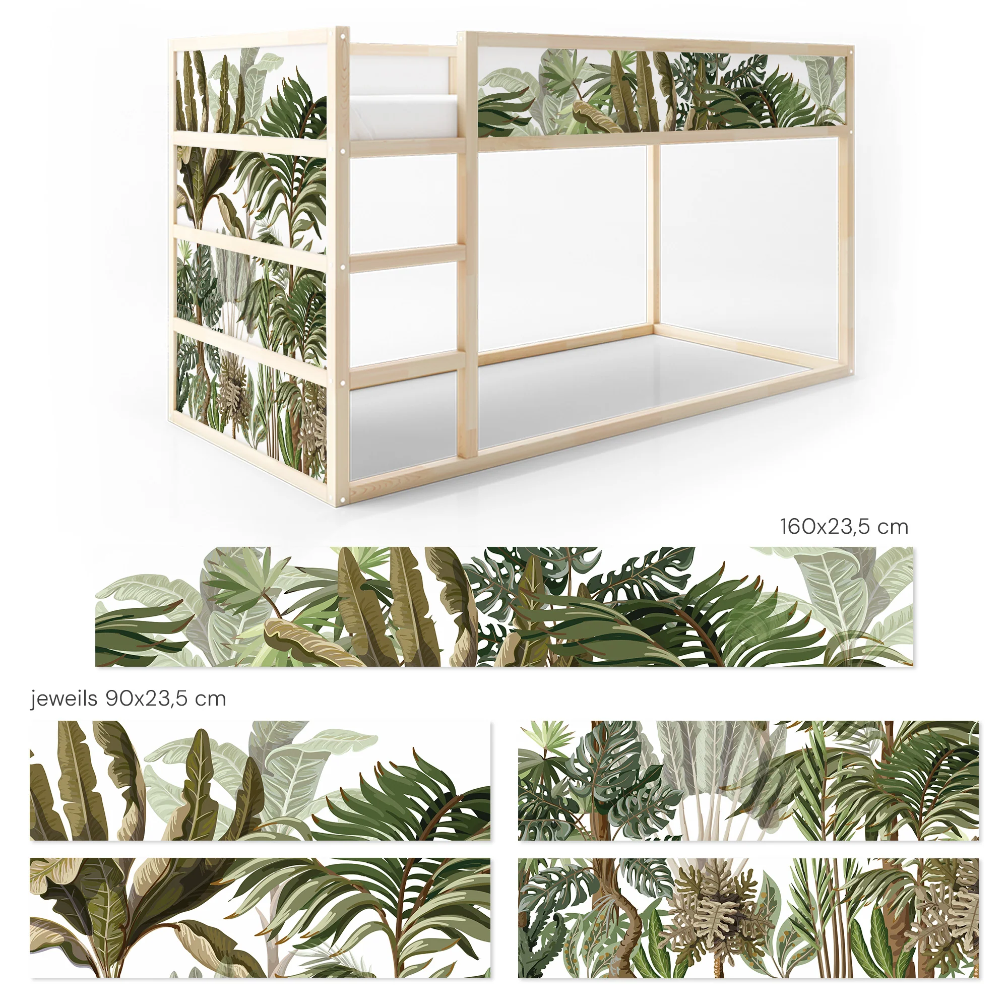 Bett­aufkleber Set für IKEA Kura - Dschungel­pflanzen - Image 4
