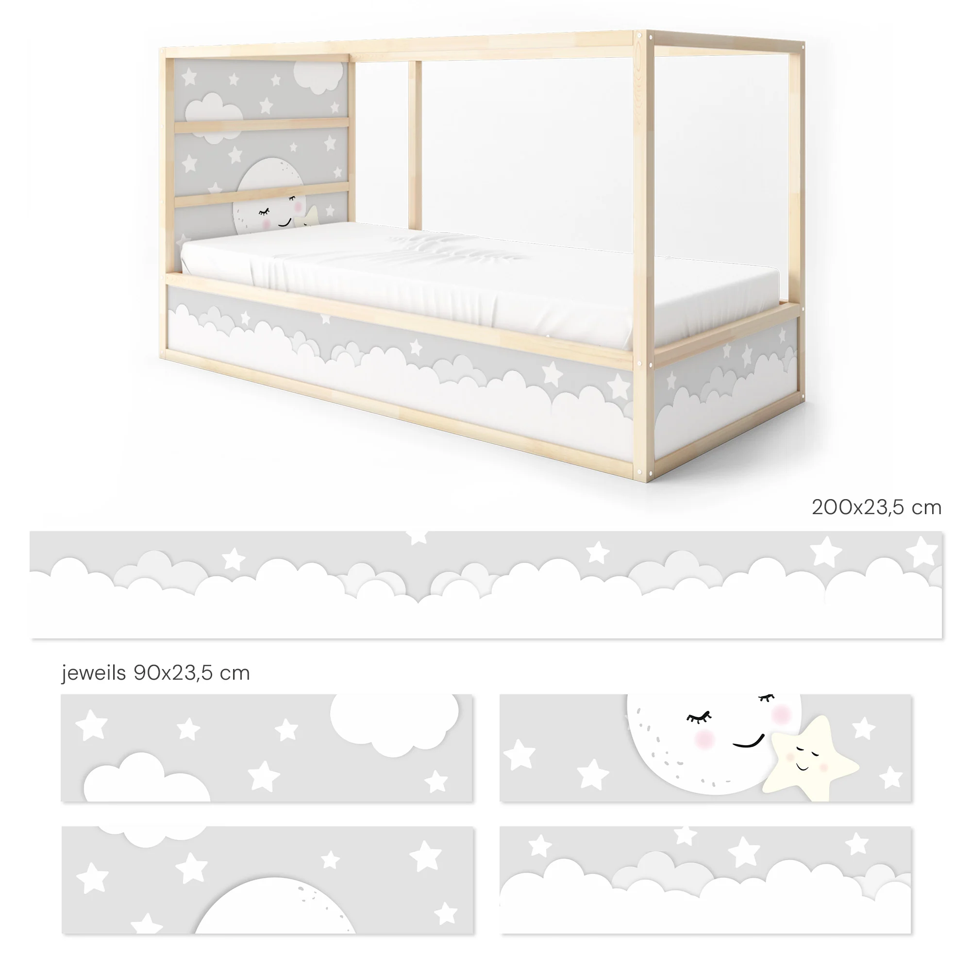 Bett­aufkleber Set für IKEA Kura - Mond mit Stern - Image 5