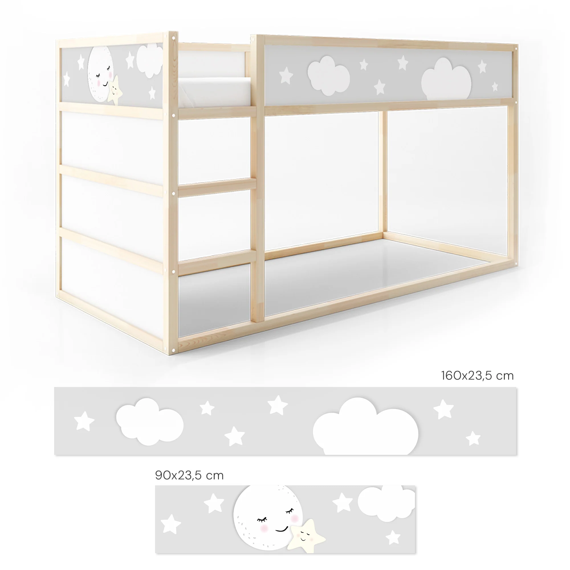 Bett­aufkleber Set für IKEA Kura - Mond mit Stern - Image 6