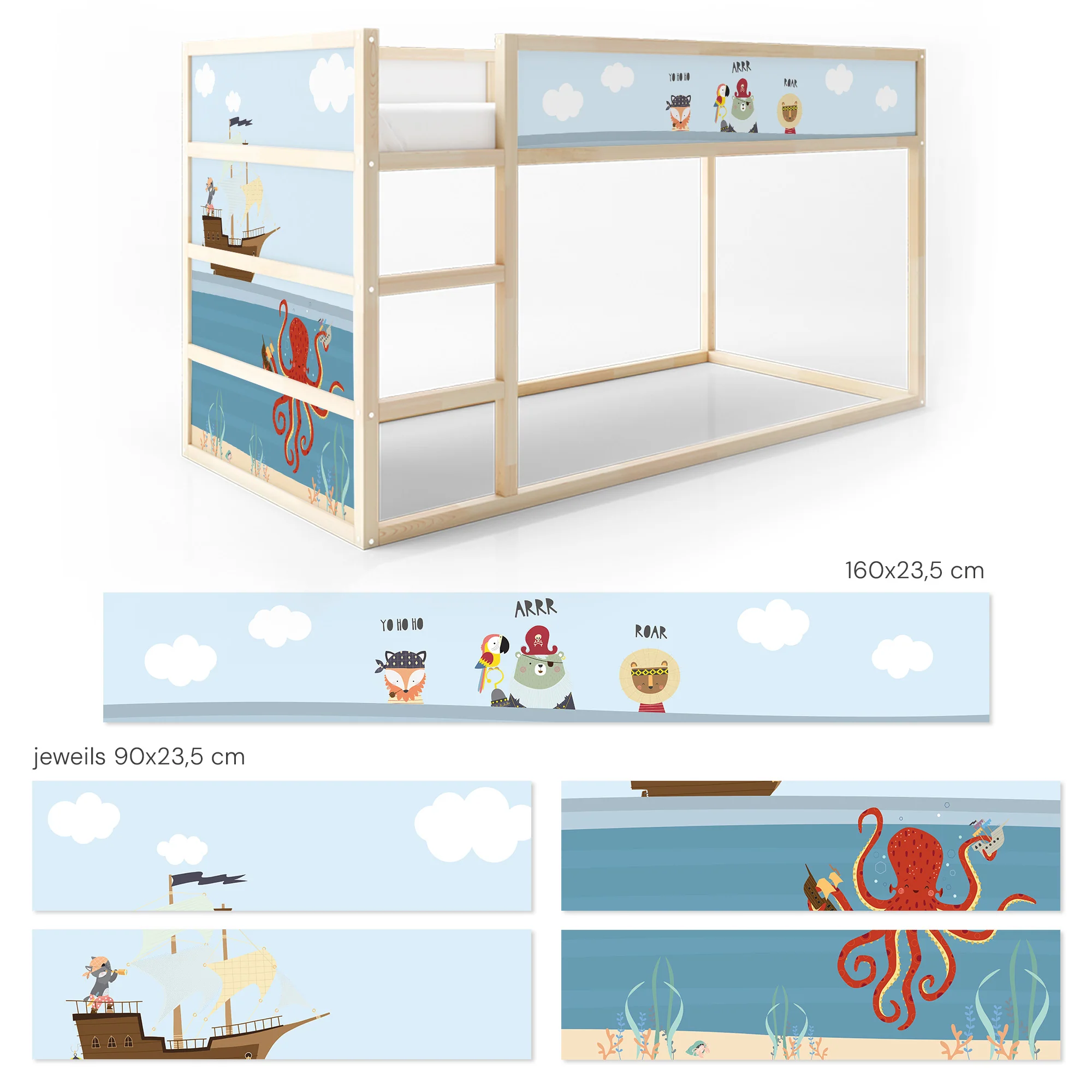 Bett­aufkleber Set für IKEA Kura - Piraten - Image 5