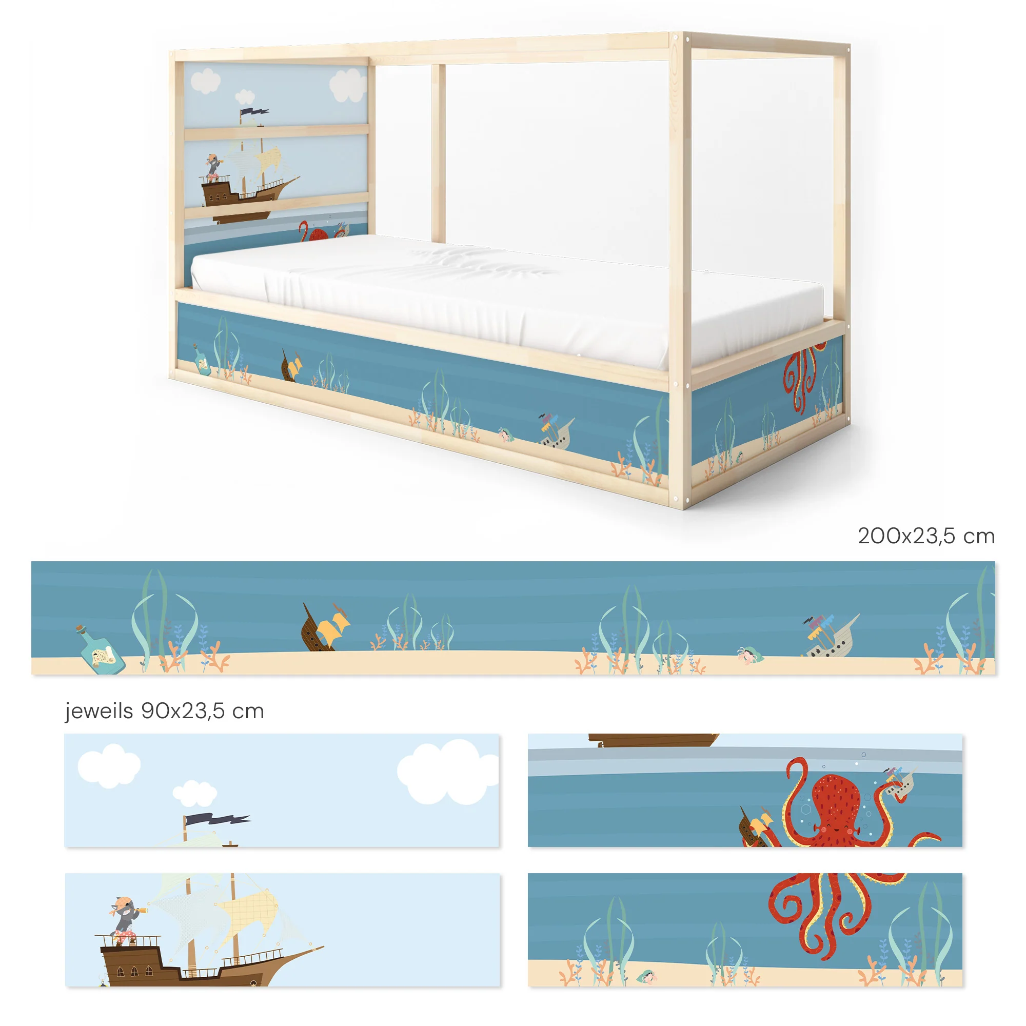 Bett­aufkleber Set für IKEA Kura - Piraten - Image 6