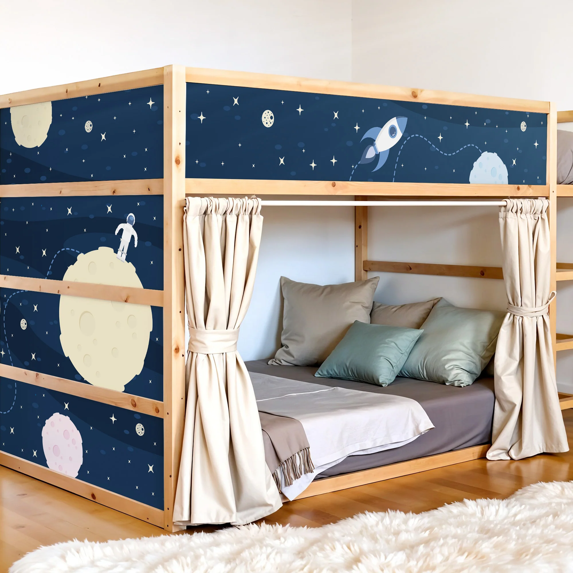 Bett­aufkleber Set für IKEA Kura - Weltall - Image 2
