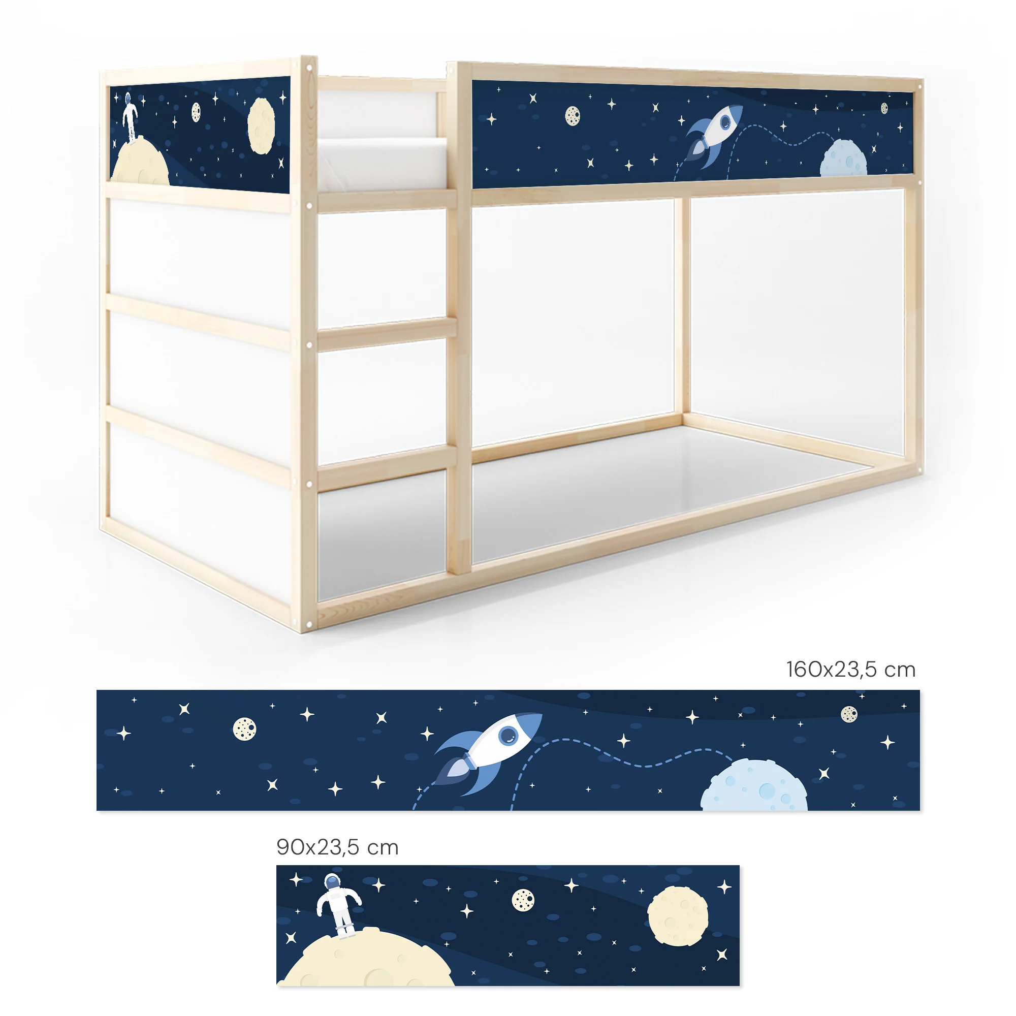 Bett­aufkleber Set für IKEA Kura - Weltall - Image 3