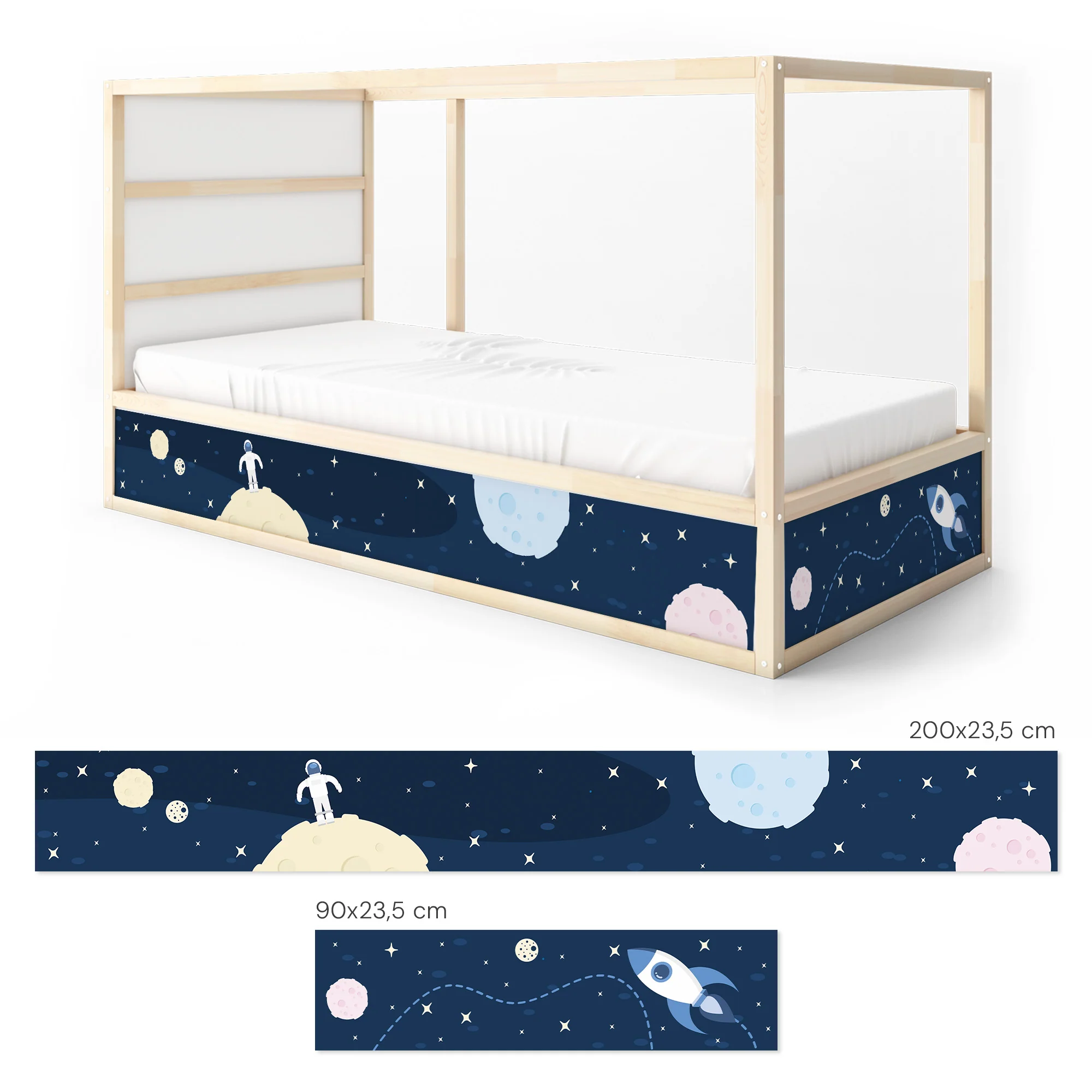 Bett­aufkleber Set für IKEA Kura - Weltall - Image 4