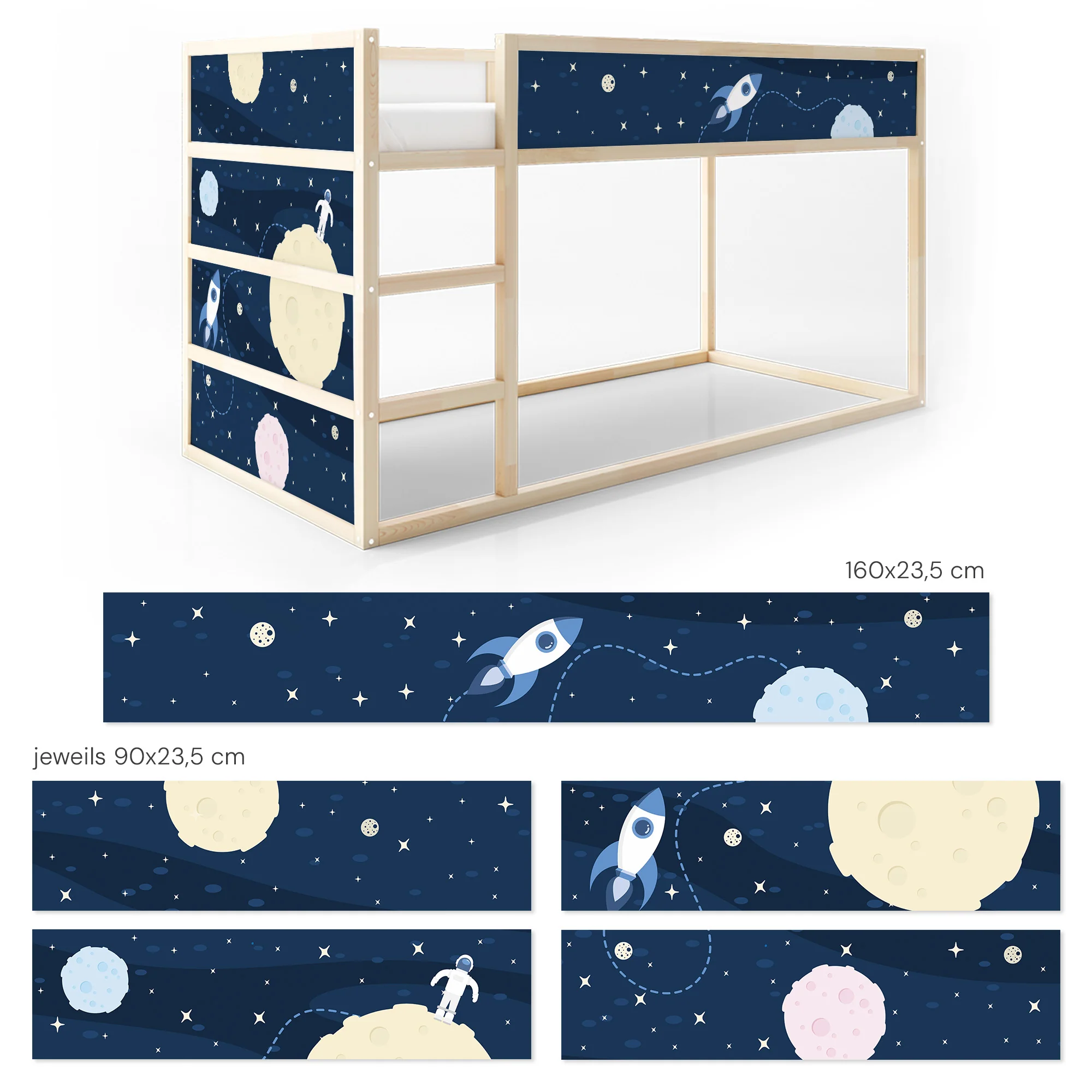 Bett­aufkleber Set für IKEA Kura - Weltall - Image 5
