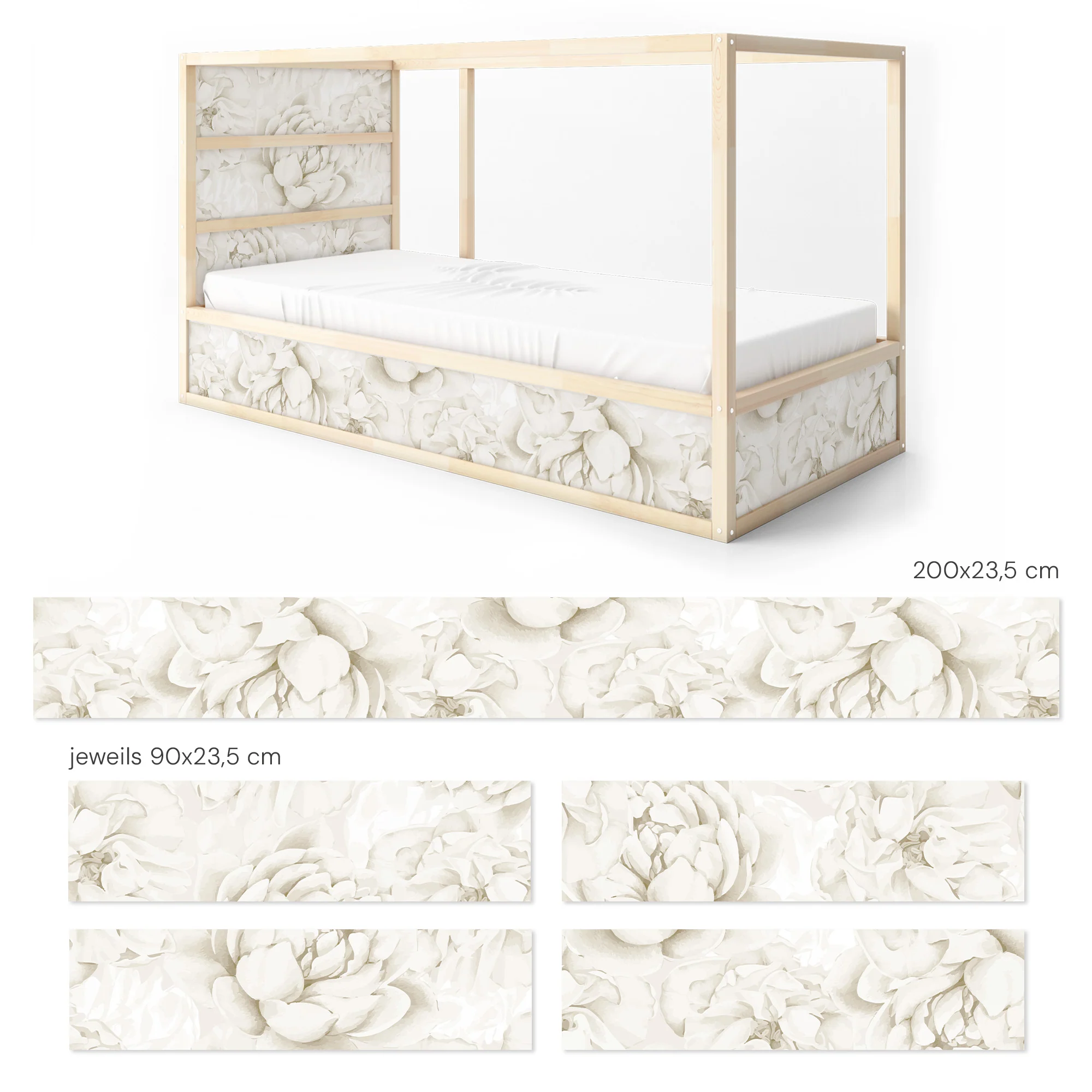 Bettaufkleber Set für IKEA Kura - Blush Flowers - Image 10