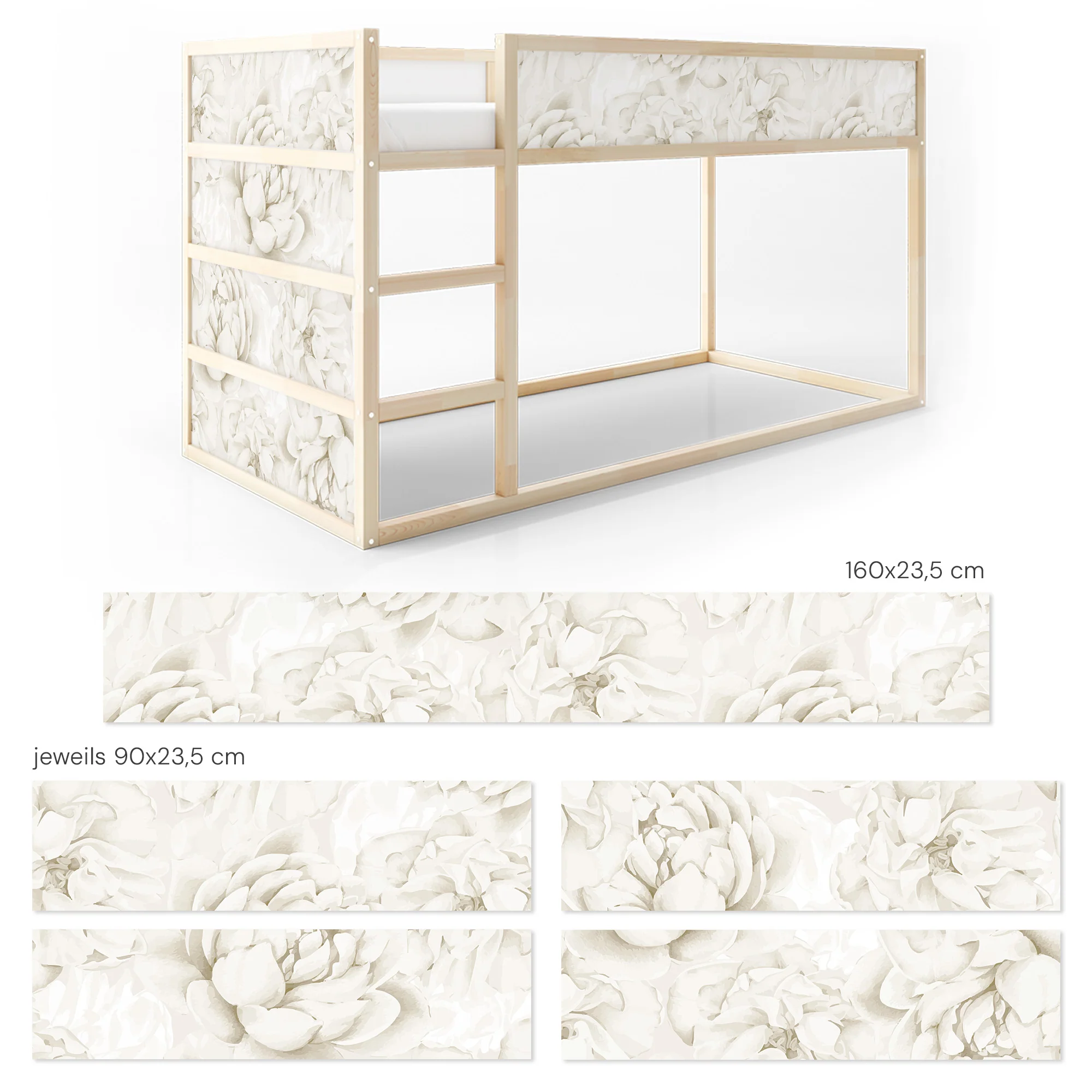 Bettaufkleber Set für IKEA Kura - Blush Flowers - Image 9