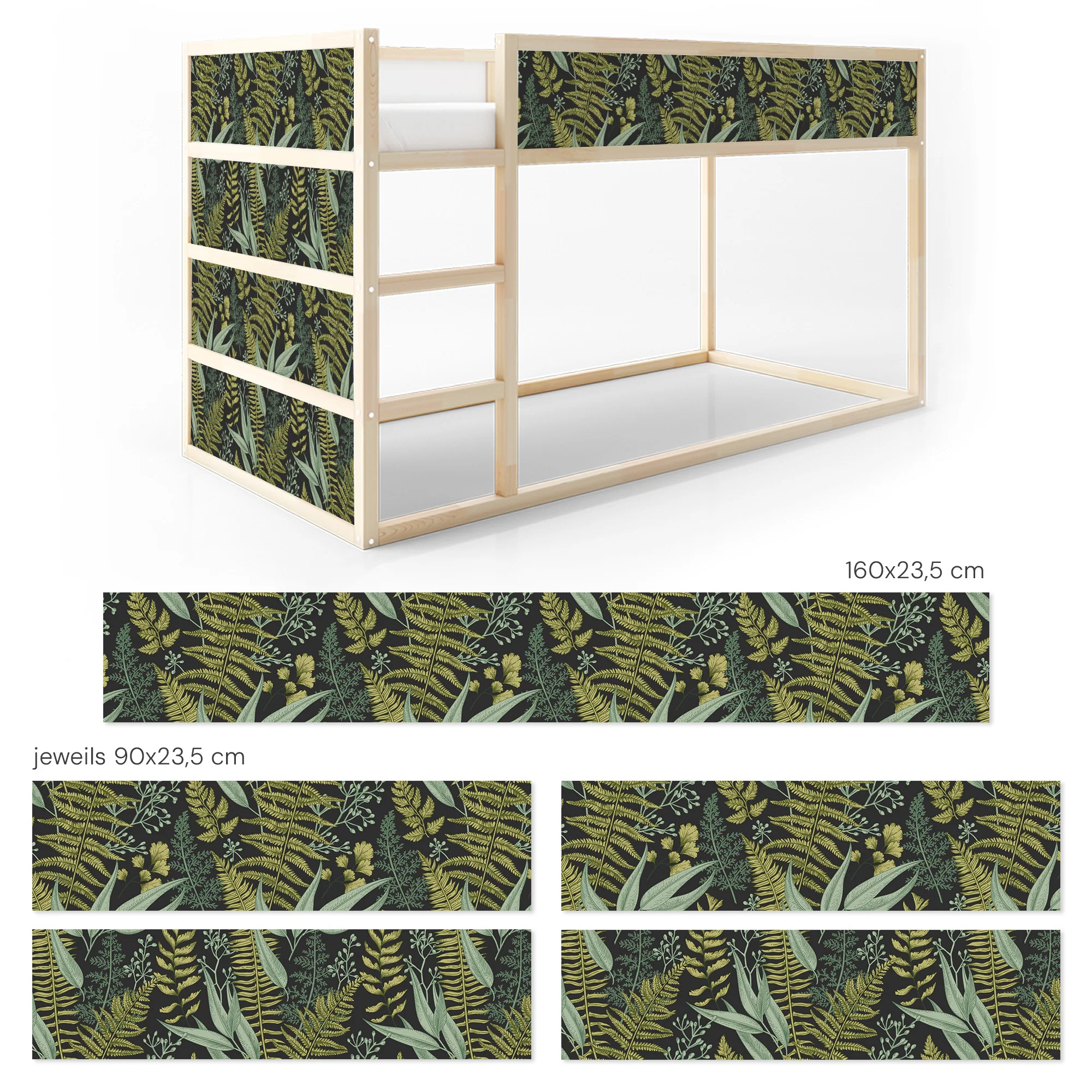 Bettaufkleber Set für IKEA Kura - Botanisches Farn-Muster - Image 8