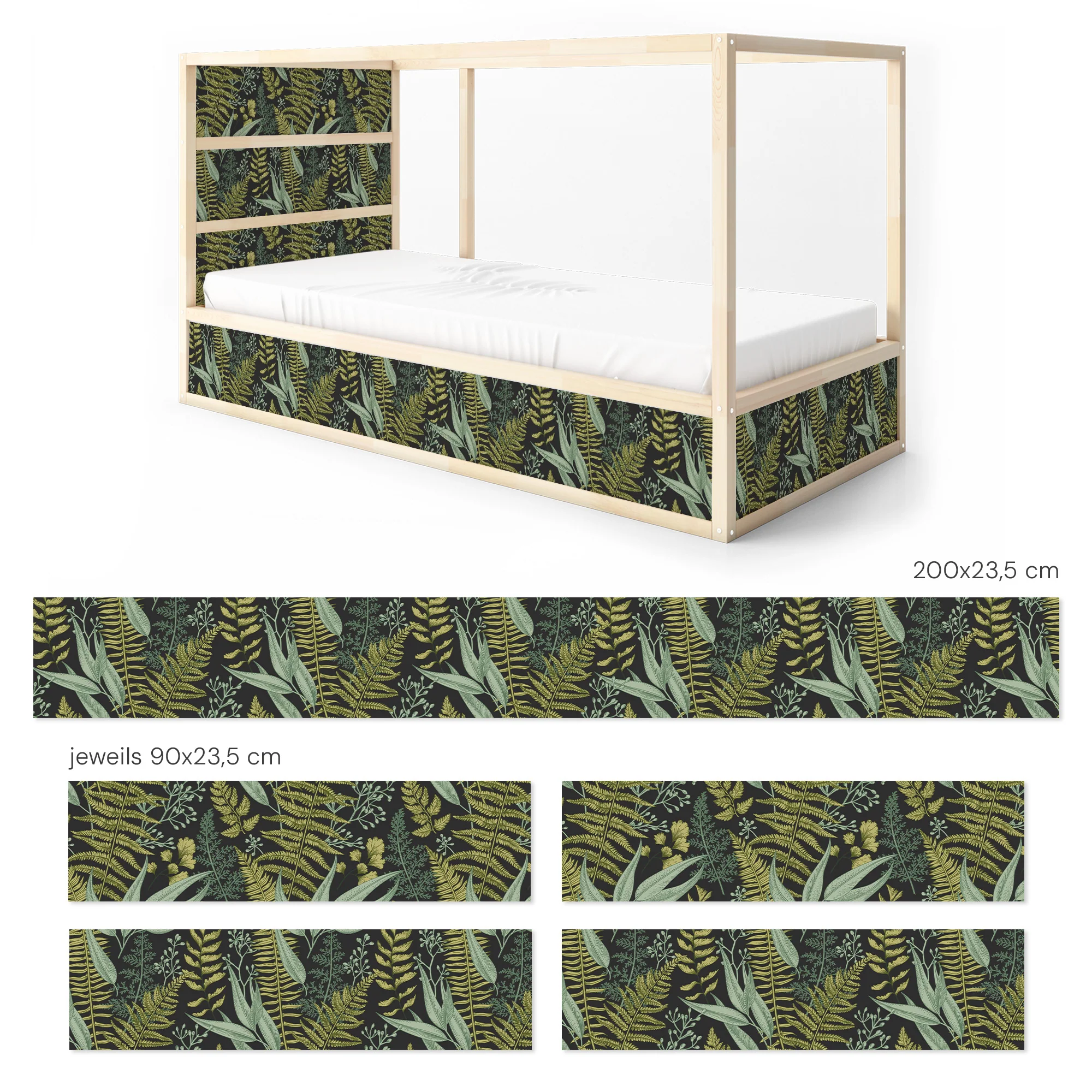 Bettaufkleber Set für IKEA Kura - Botanisches Farn-Muster - Image 9