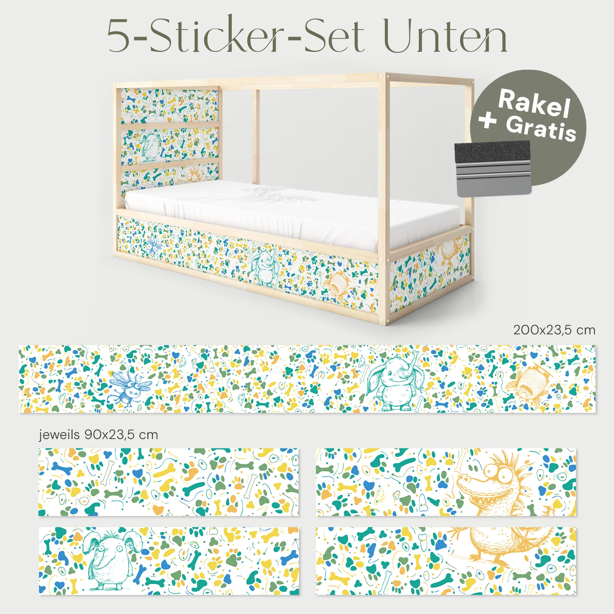 Bettaufkleber Set für IKEA Kura - Doodle Tiere - Image 10