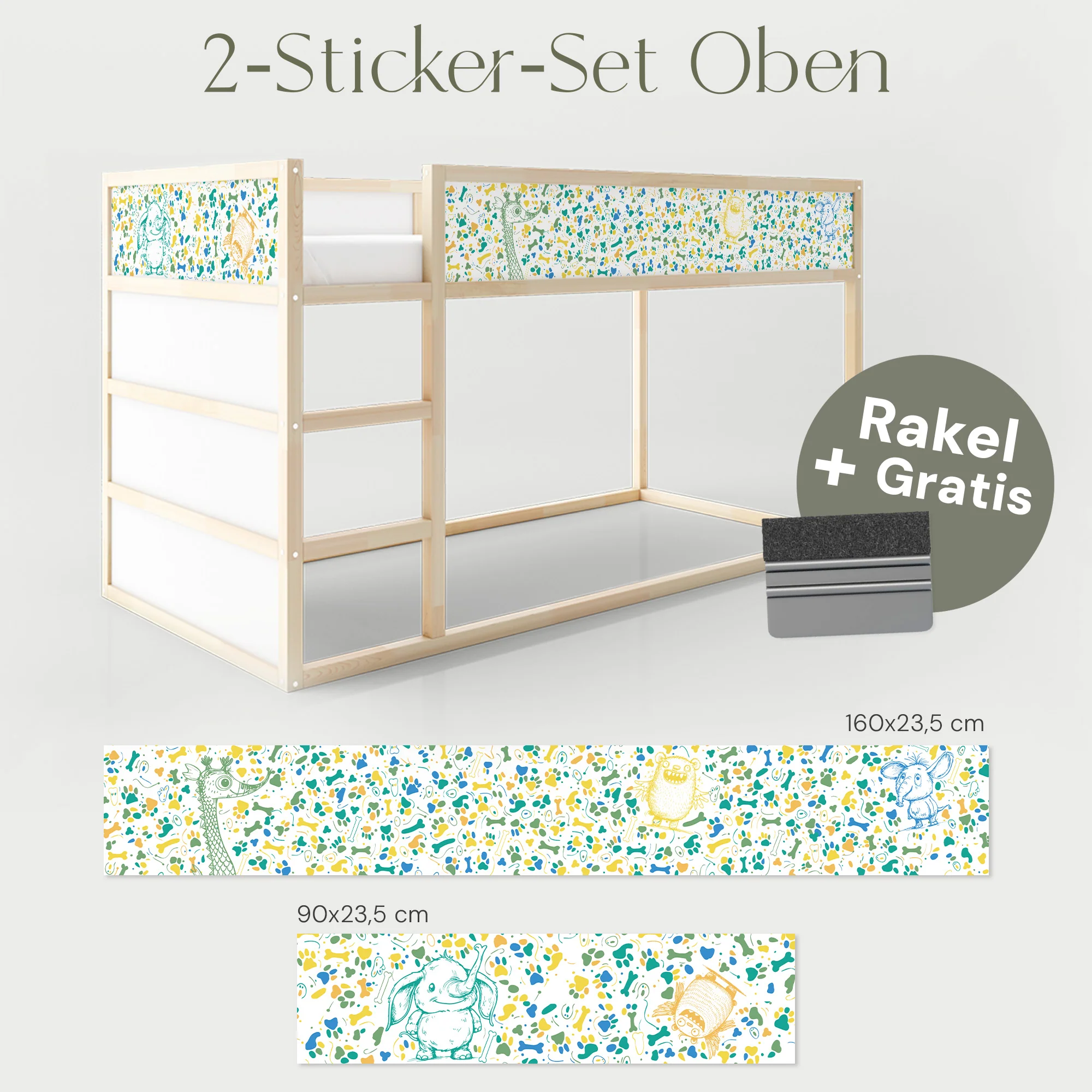 Bettaufkleber Set für IKEA Kura - Doodle Tiere - Image 7