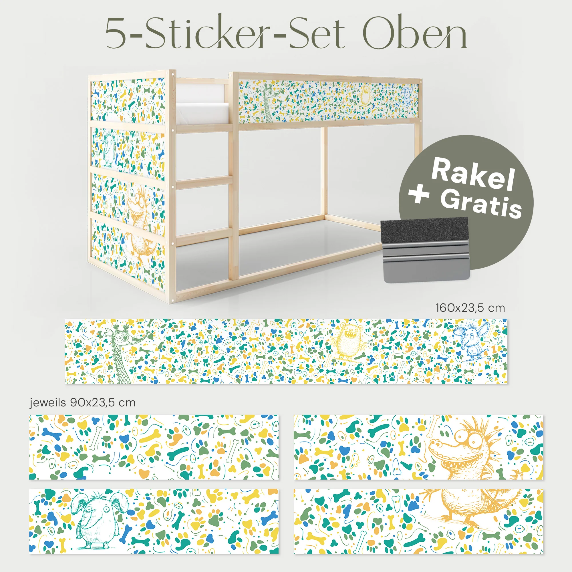 Bettaufkleber Set für IKEA Kura - Doodle Tiere - Image 8