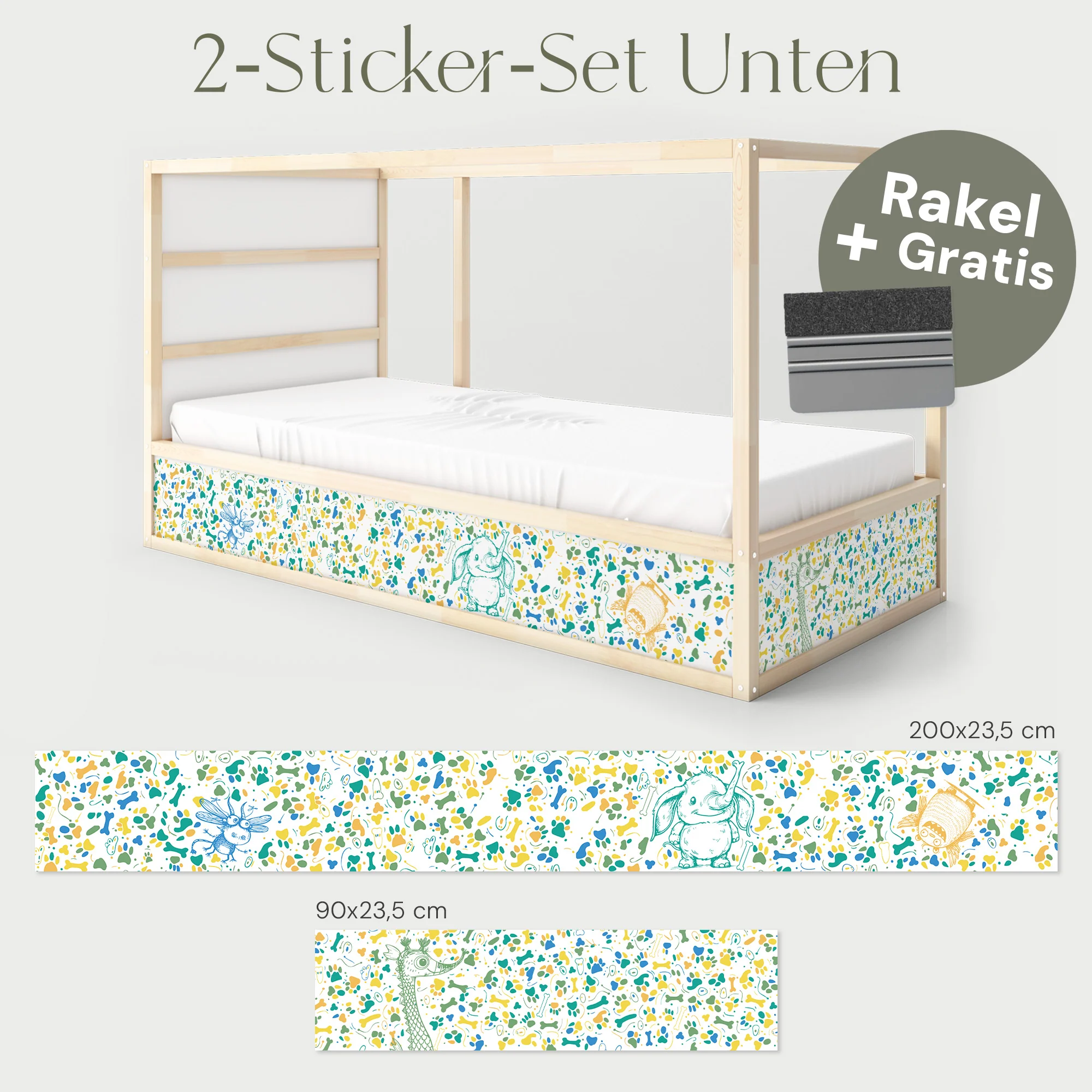 Bettaufkleber Set für IKEA Kura - Doodle Tiere - Image 9