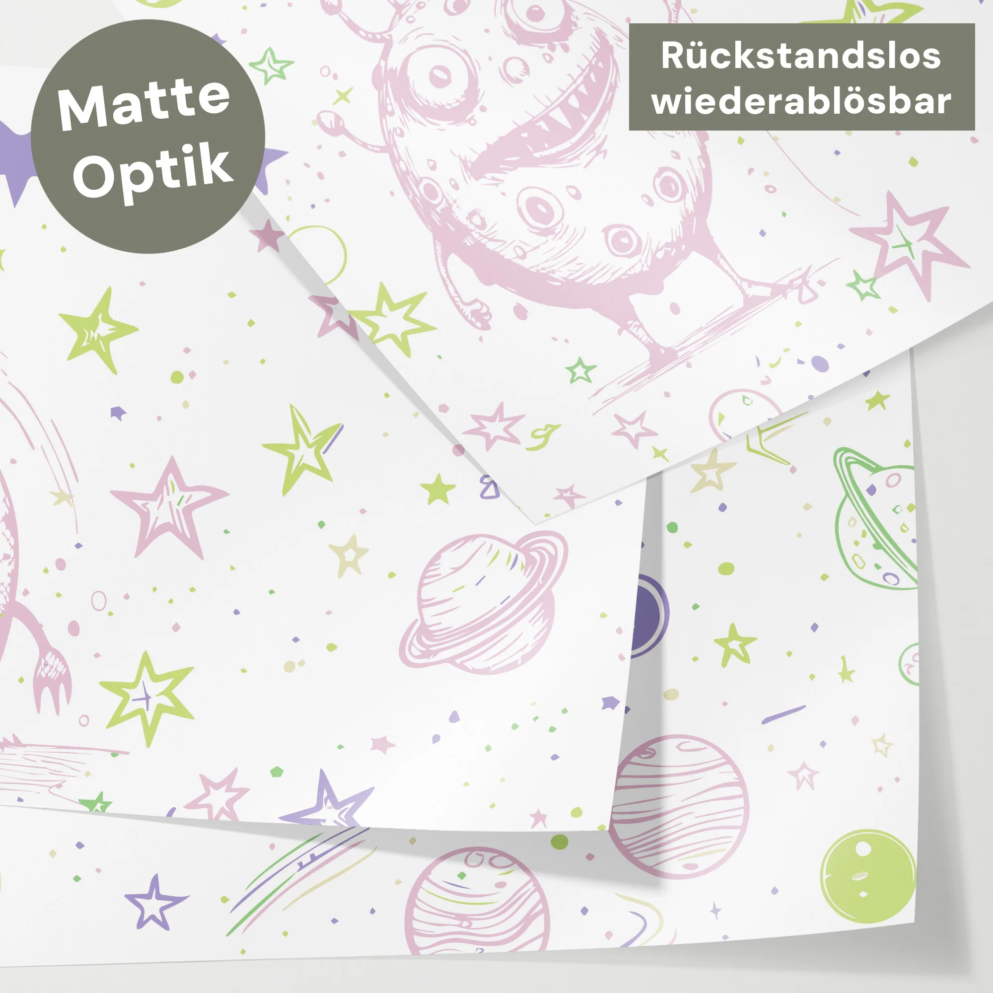 Bettaufkleber Set für IKEA Kura - Doodle Weltraum - Image 4