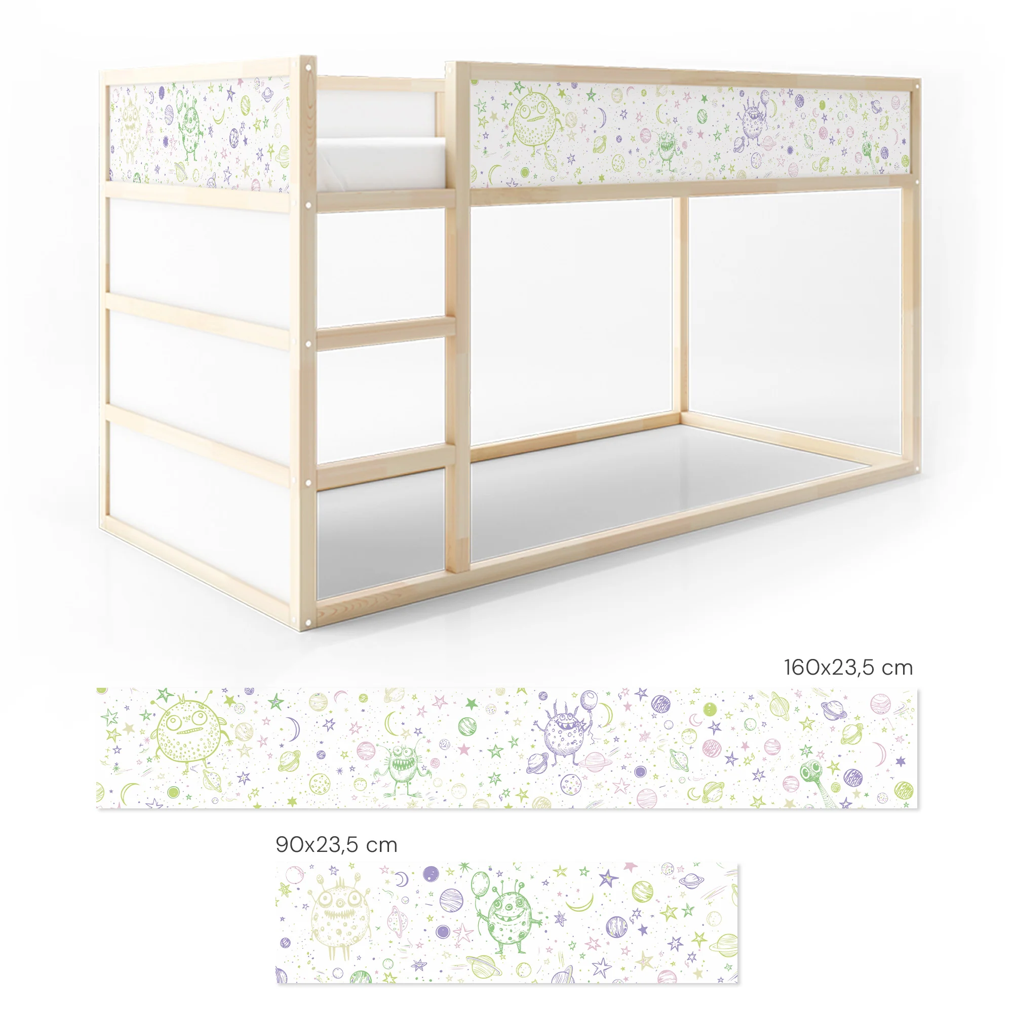 Bettaufkleber Set für IKEA Kura - Doodle Weltraum - Image 7