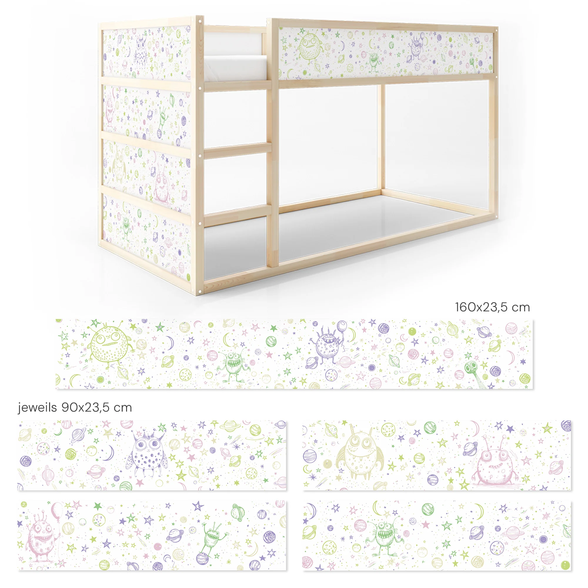 Bettaufkleber Set für IKEA Kura - Doodle Weltraum - Image 8