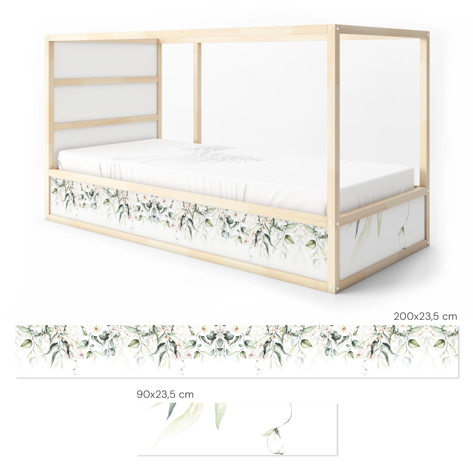 Bettaufkleber Set für IKEA Kura - Flower Border - Image 7