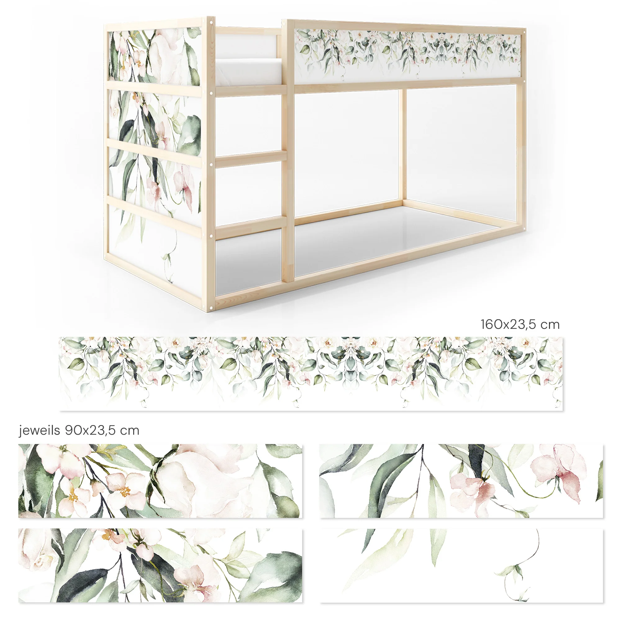 Bettaufkleber Set für IKEA Kura - Flower Border - Image 8