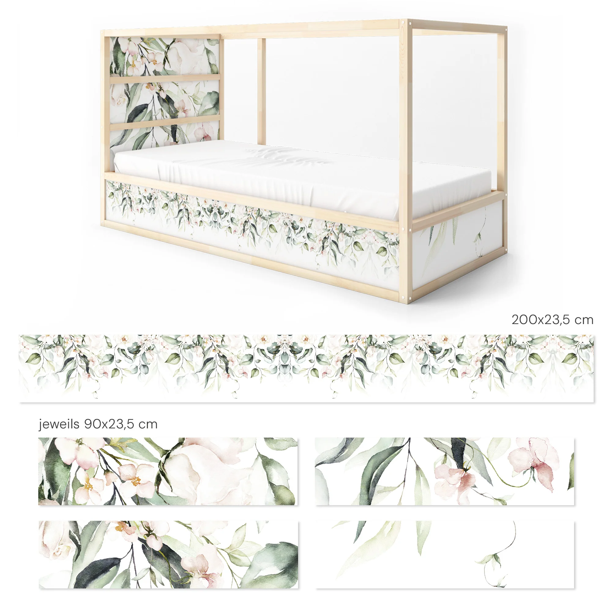 Bettaufkleber Set für IKEA Kura - Flower Border - Image 9