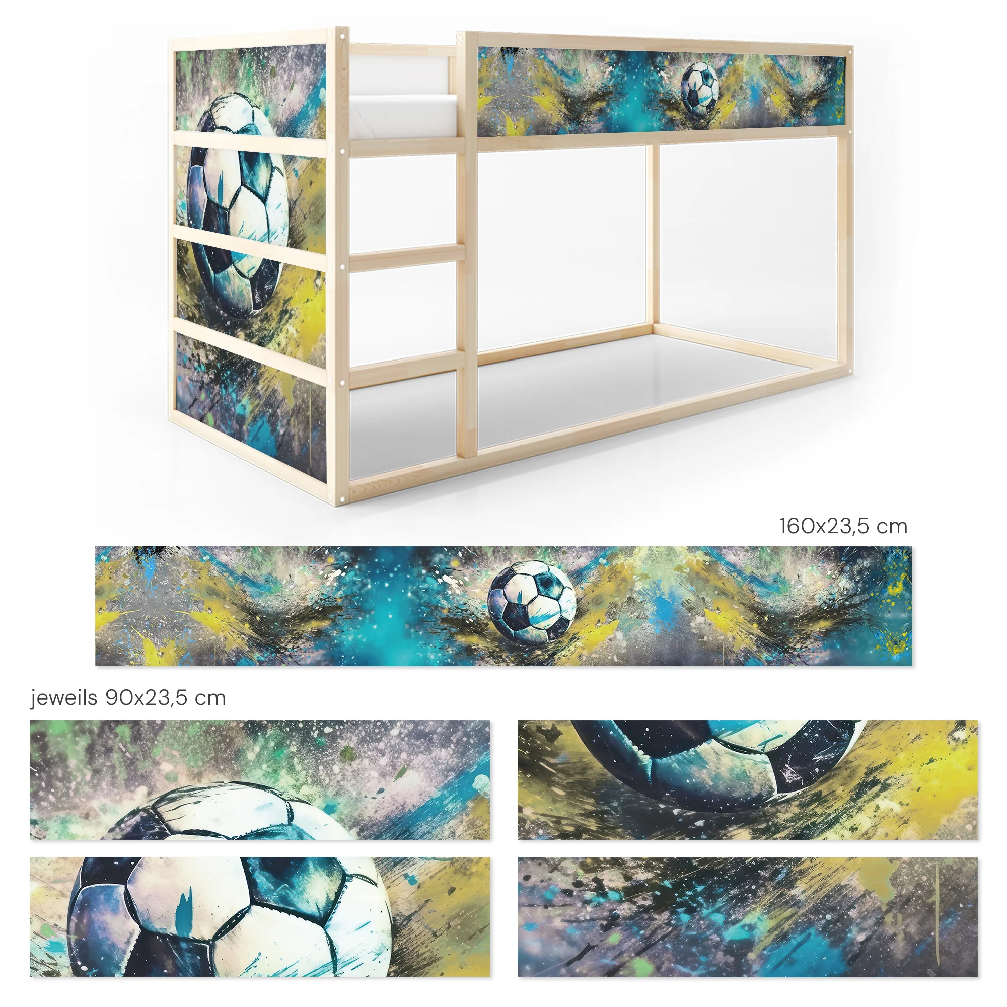 Bettaufkleber Set für IKEA Kura - Fußball Watercolor - Image 10