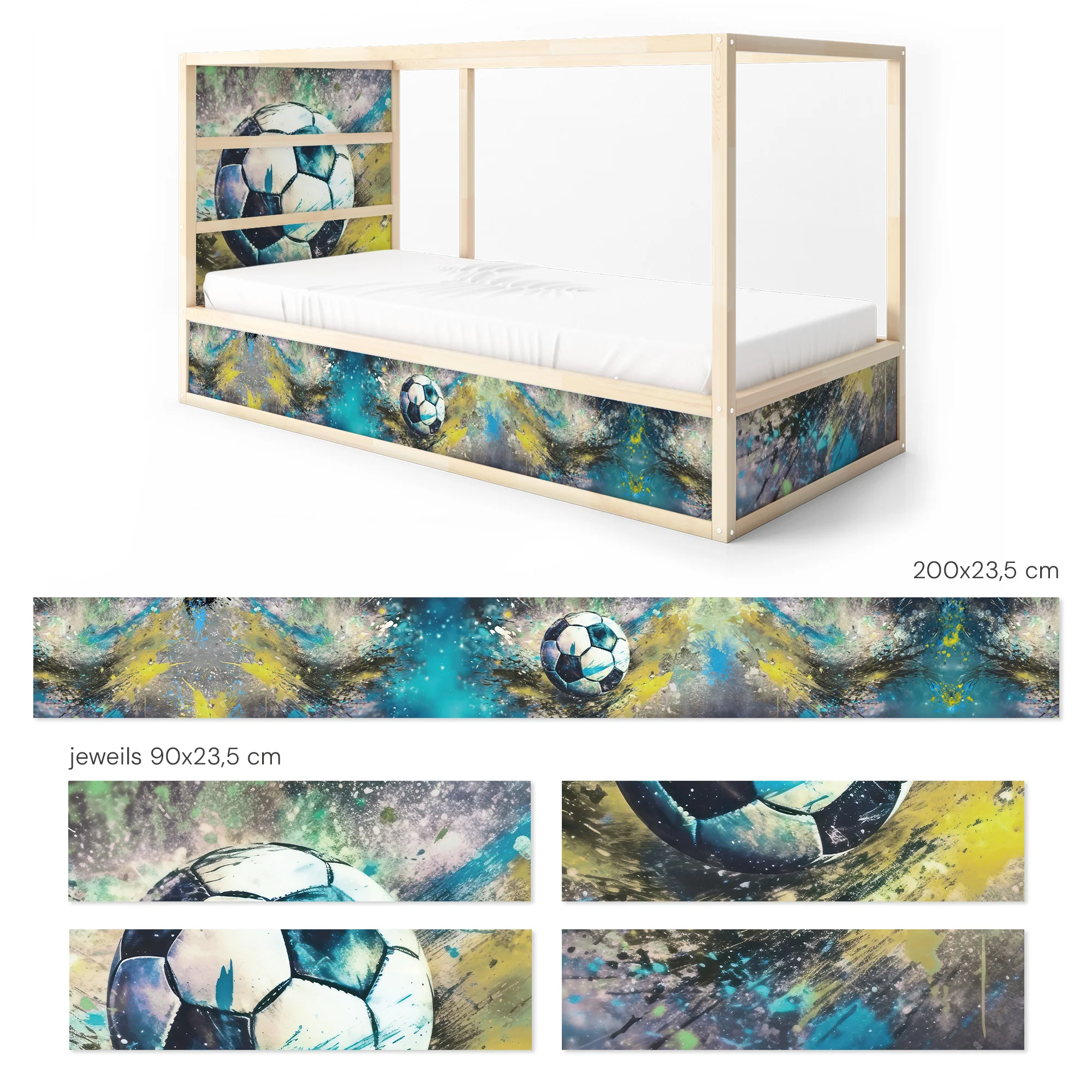 Bettaufkleber Set für IKEA Kura - Fußball Watercolor - Image 11