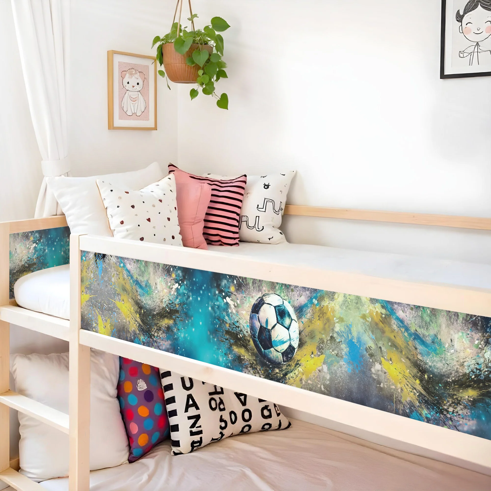 Bettaufkleber Set für IKEA Kura - Fußball Watercolor - Image 4