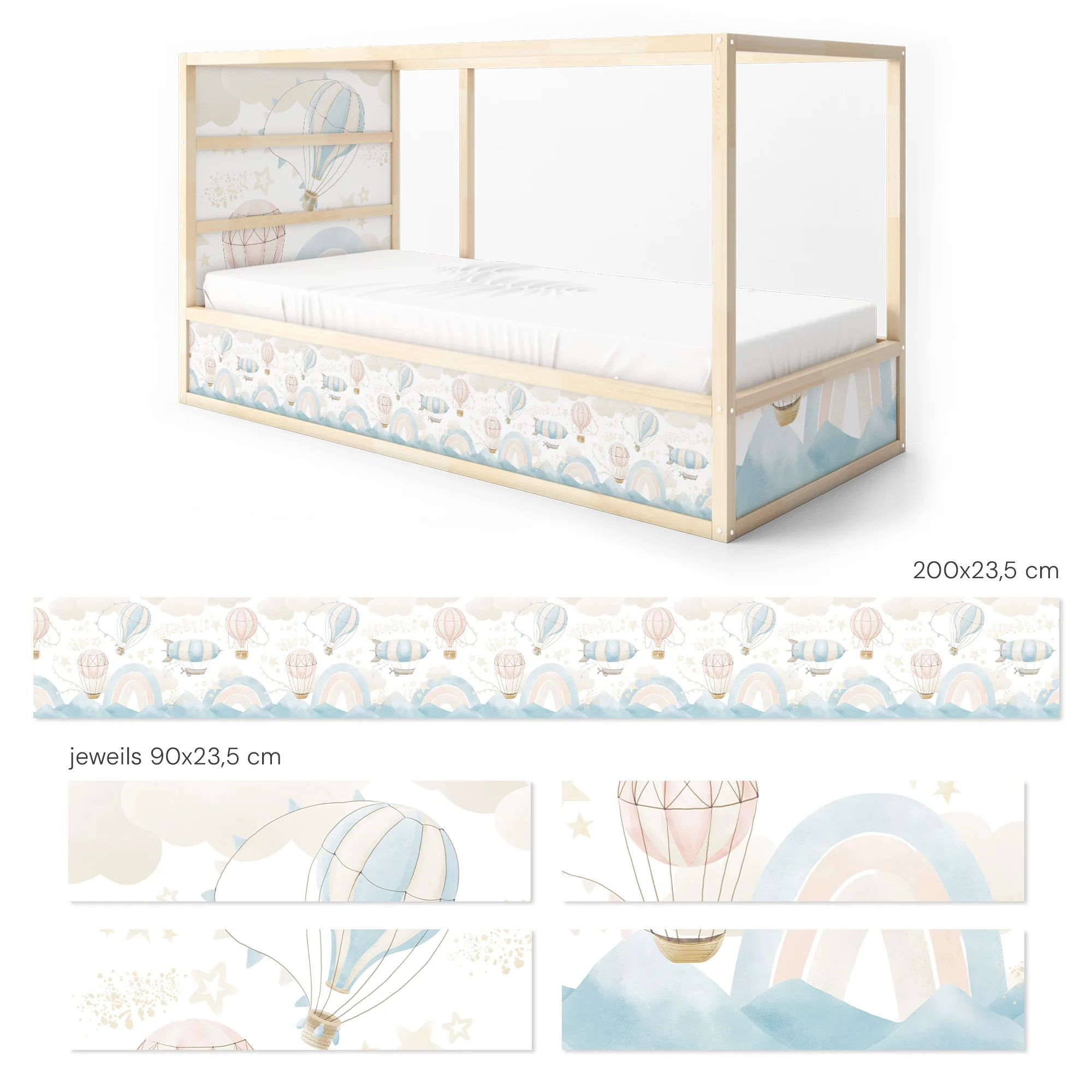 Bettaufkleber Set für IKEA Kura - Pastell Luftfahrt - Image 10