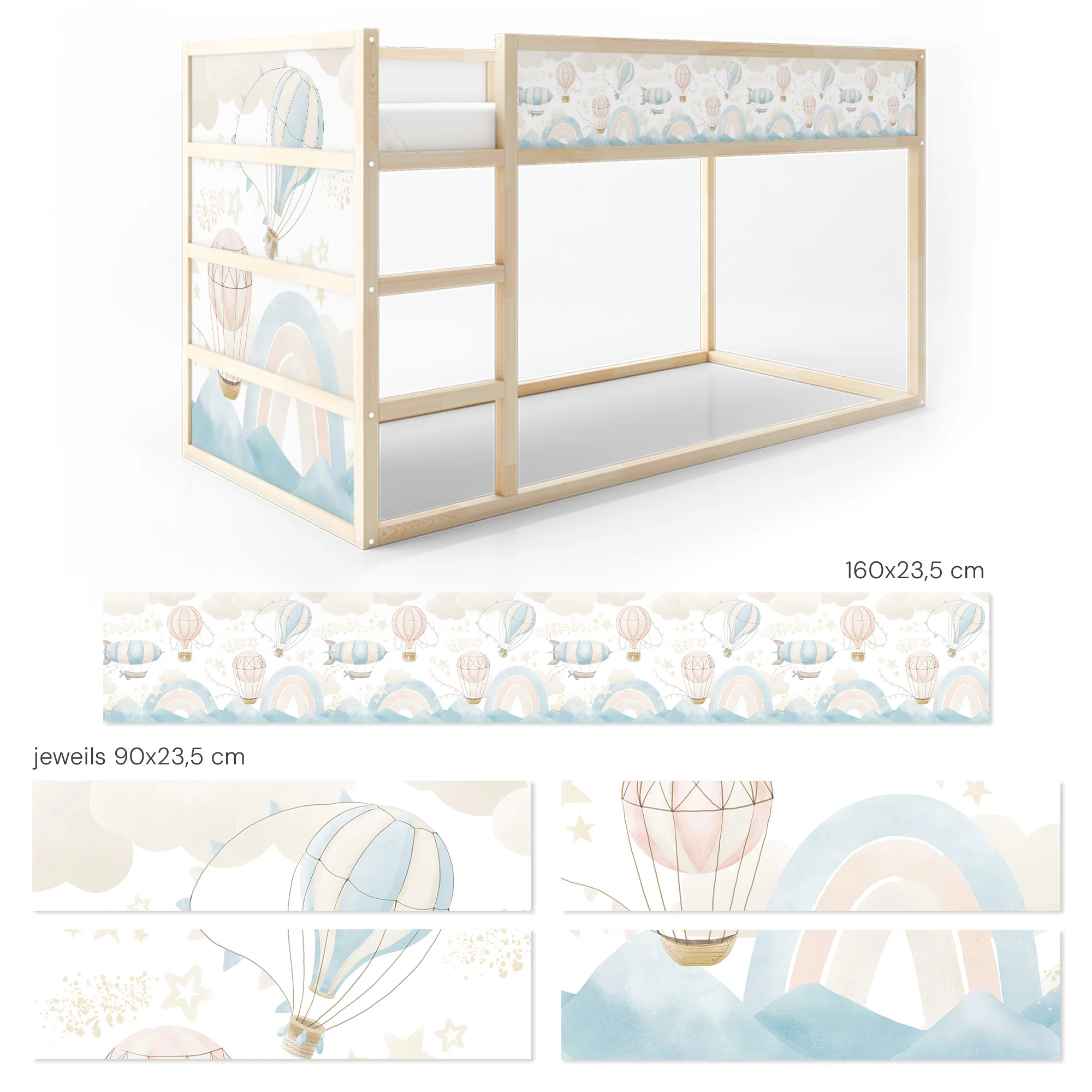 Bettaufkleber Set für IKEA Kura - Pastell Luftfahrt - Image 9