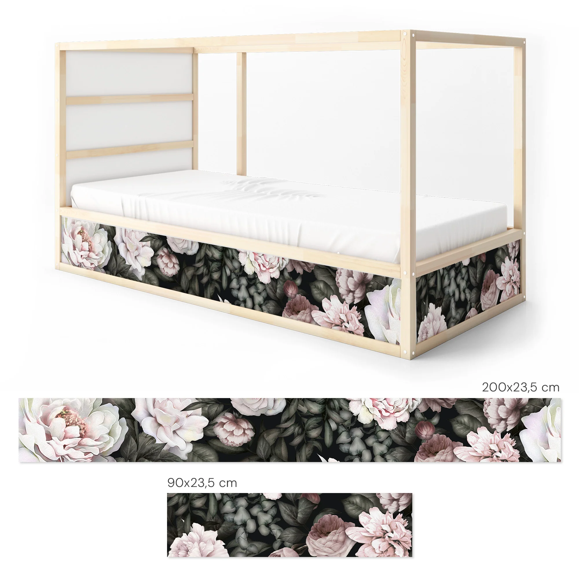 Bettaufkleber Set für IKEA Kura - Pfingstrosen Hell - Image 5