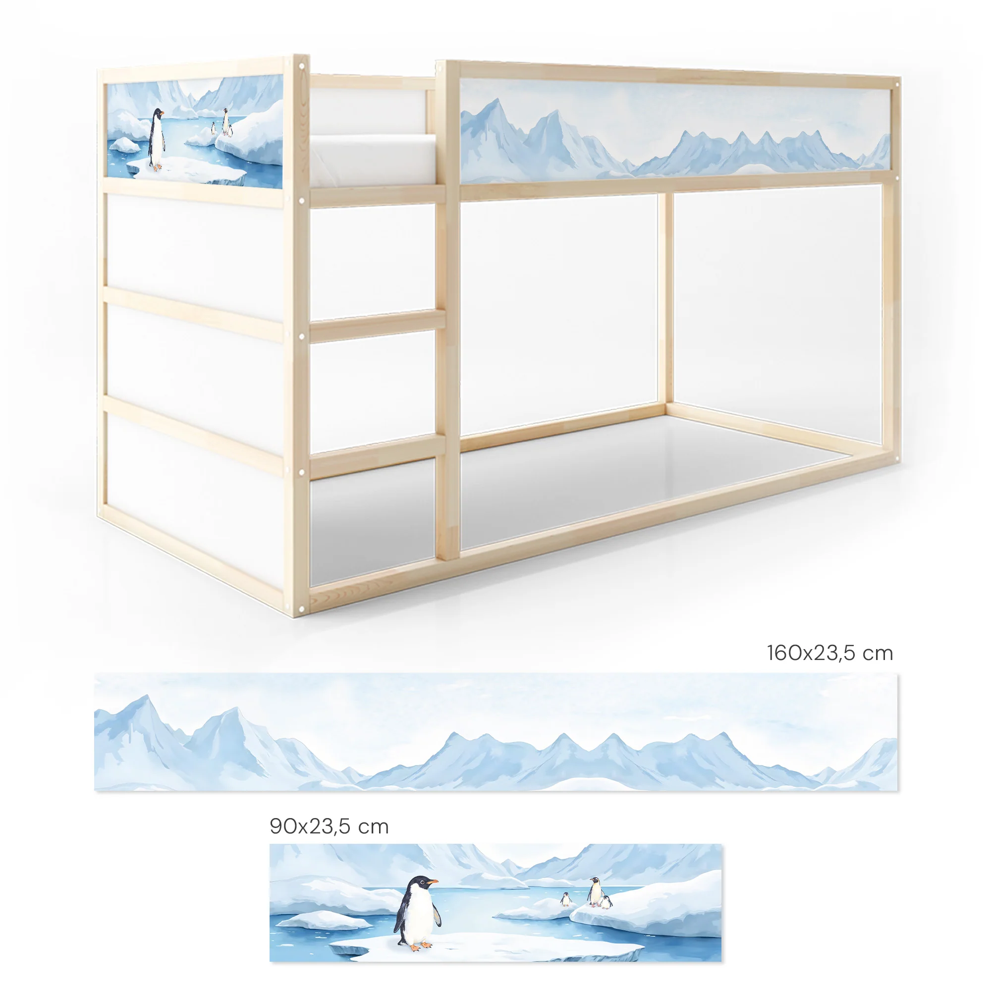 Bettaufkleber Set für IKEA Kura - Pinguine Antarktis Schnee - Image 6