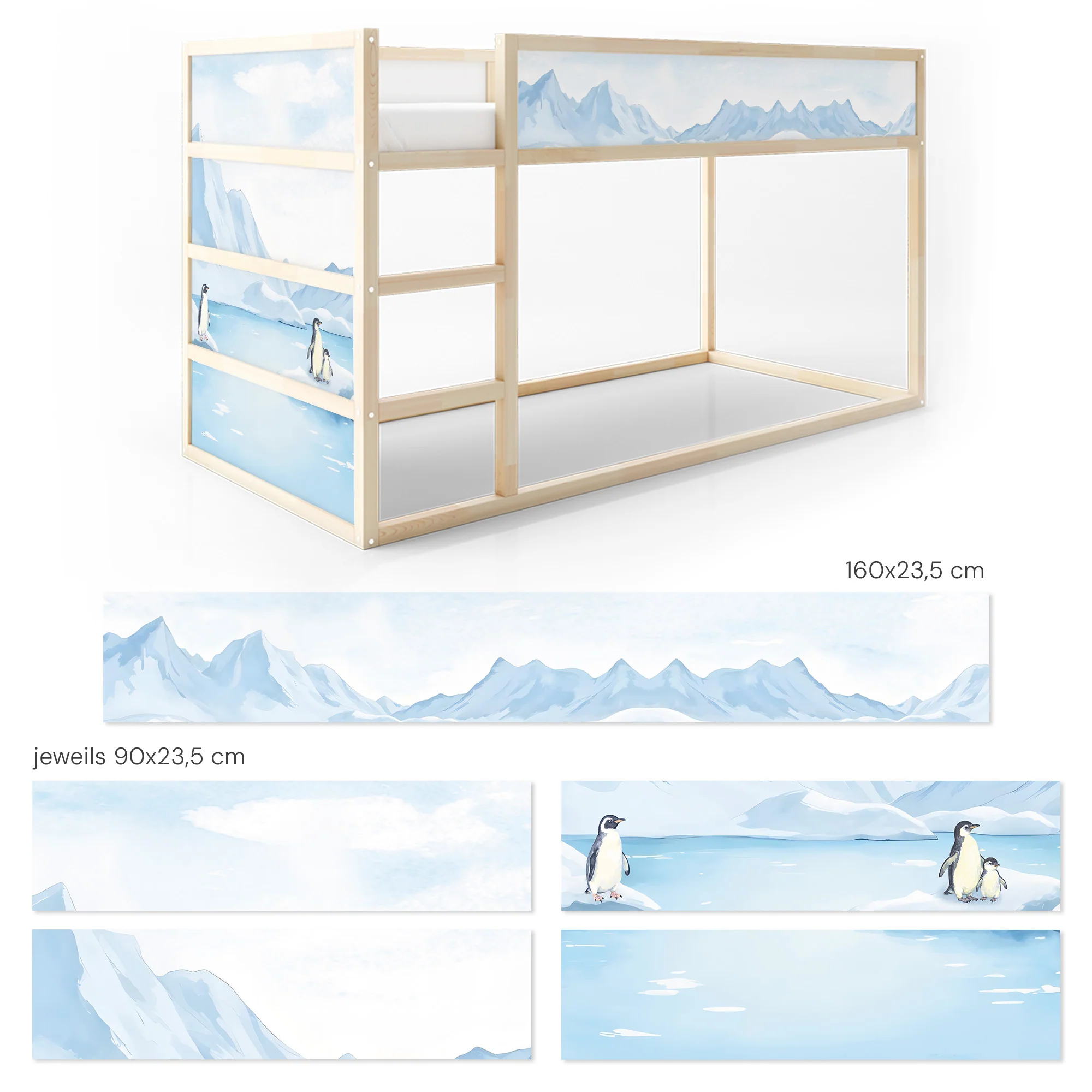 Bettaufkleber Set für IKEA Kura - Pinguine Antarktis Schnee - Image 8