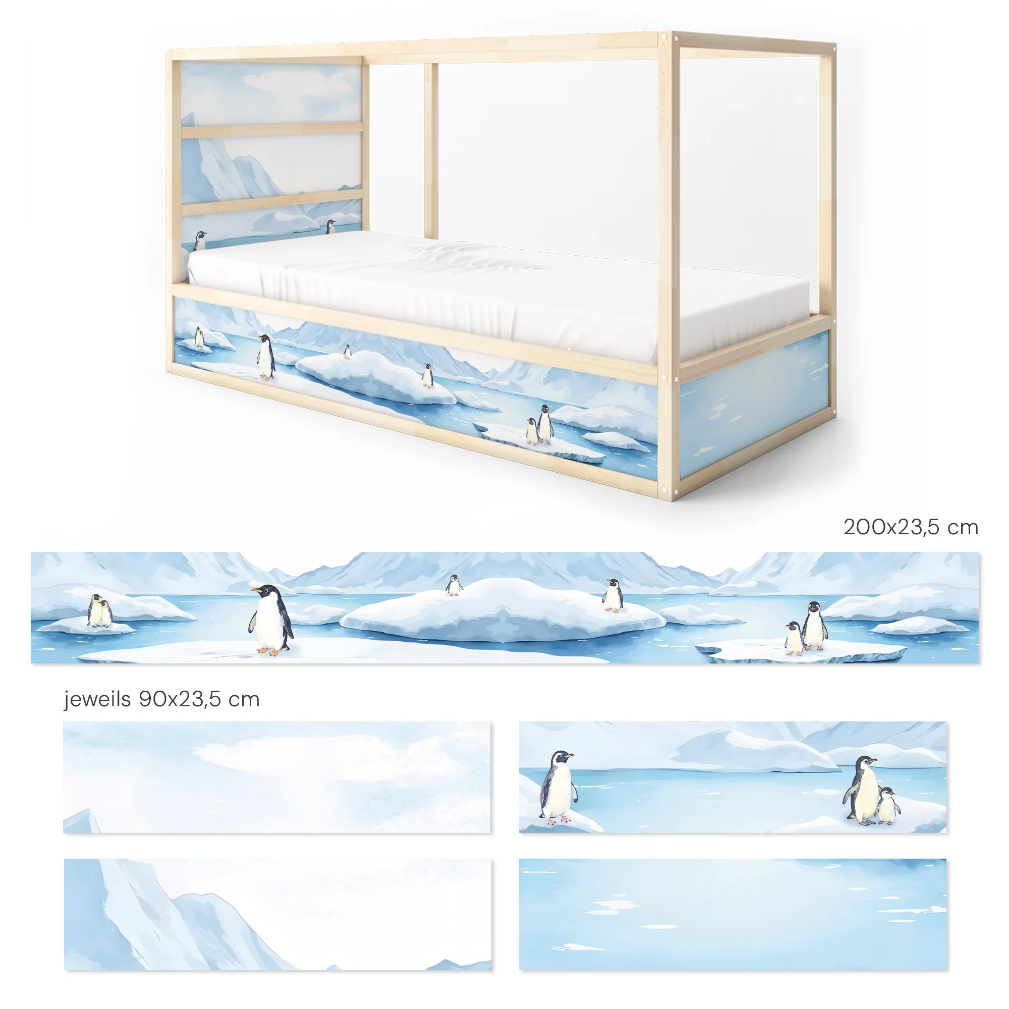 Bettaufkleber Set für IKEA Kura - Pinguine Antarktis Schnee - Image 9