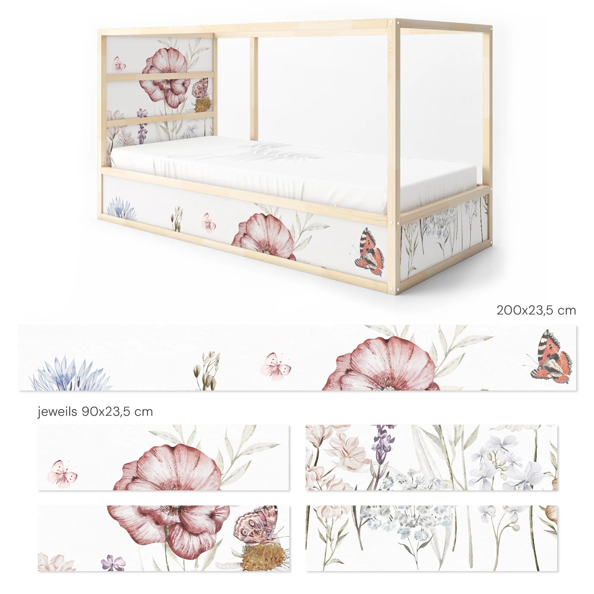 Bettaufkleber Set für IKEA Kura - Schmetterlingsgarten - Image 10