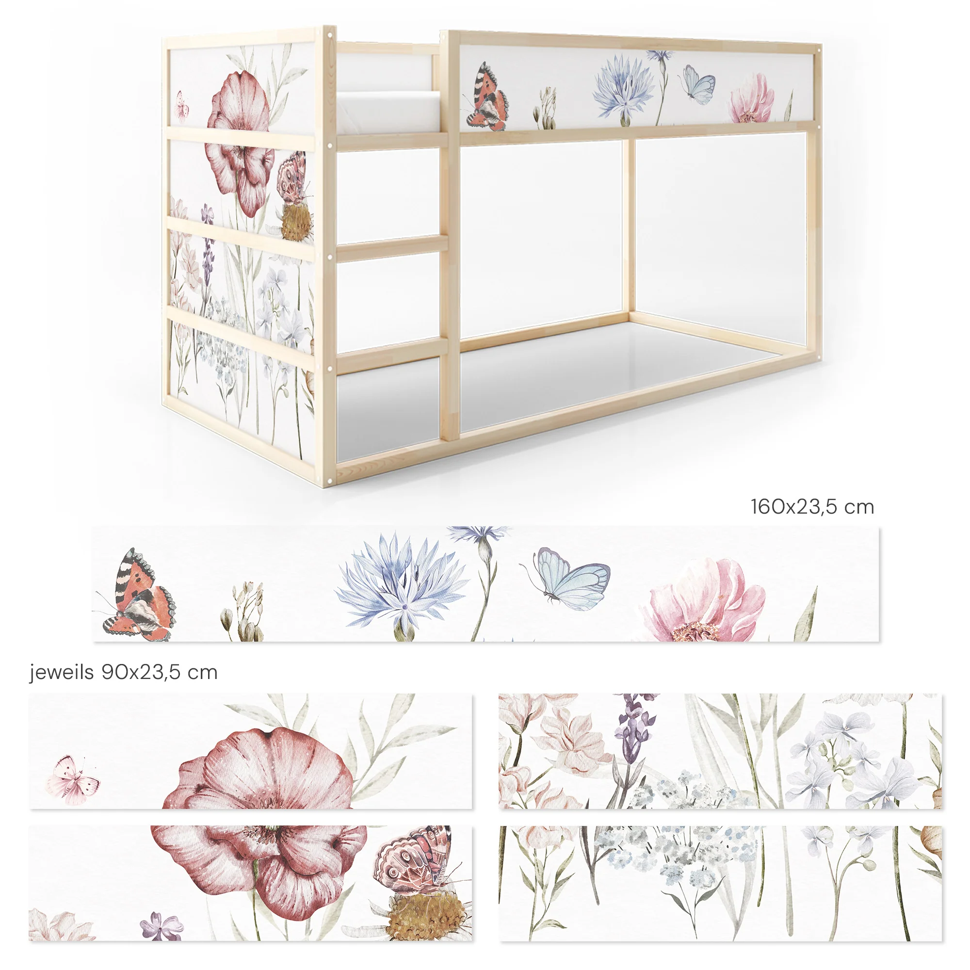Bettaufkleber Set für IKEA Kura - Schmetterlingsgarten - Image 9