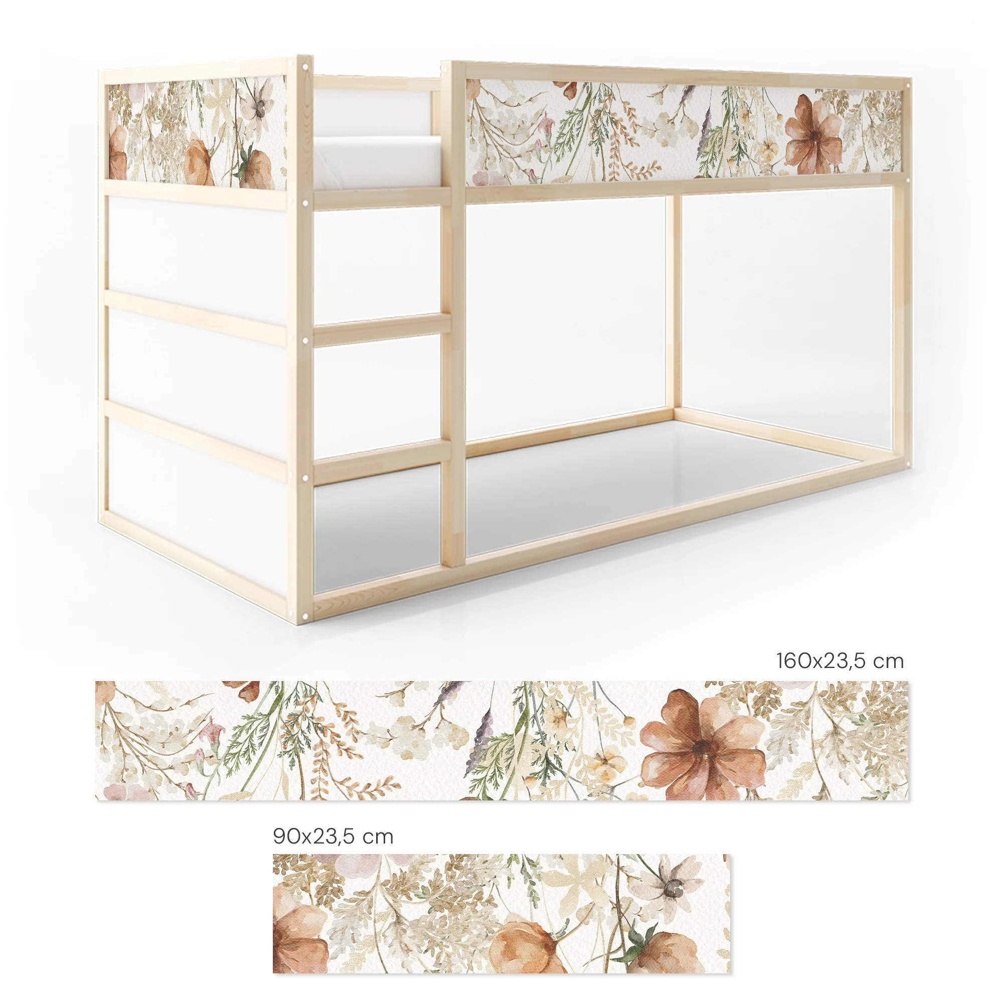 Bettaufkleber Set für IKEA Kura - Vintage Flower Border - Image 6