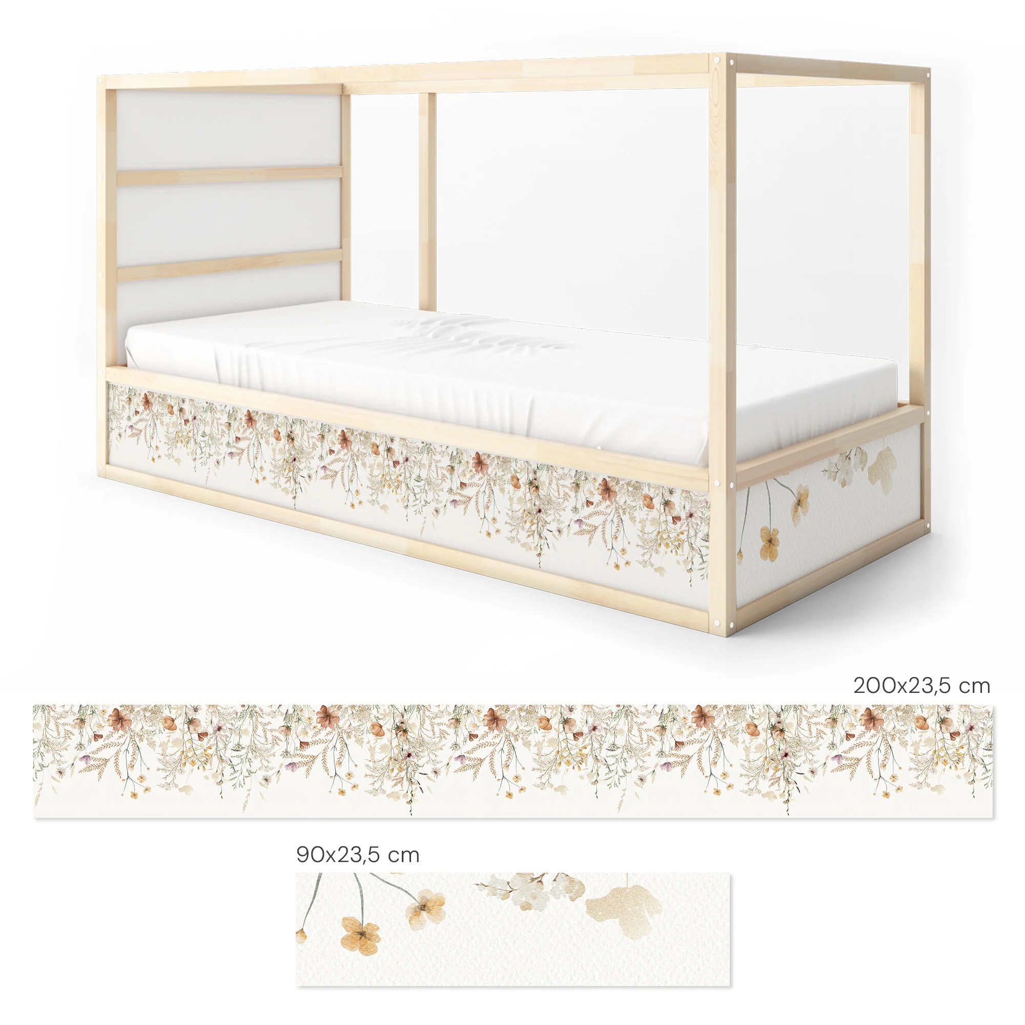 Bettaufkleber Set für IKEA Kura - Vintage Flower Border - Image 7