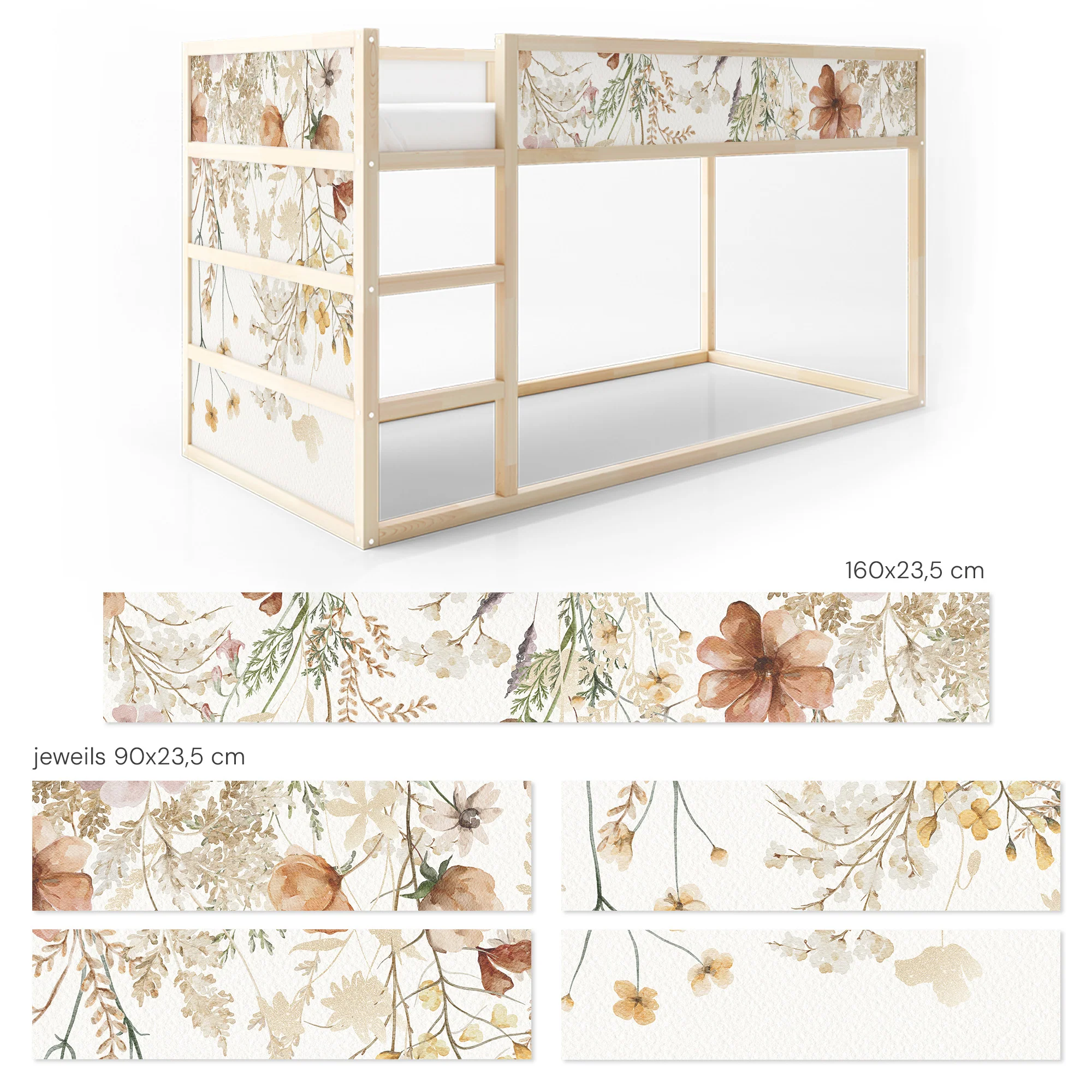 Bettaufkleber Set für IKEA Kura - Vintage Flower Border - Image 8
