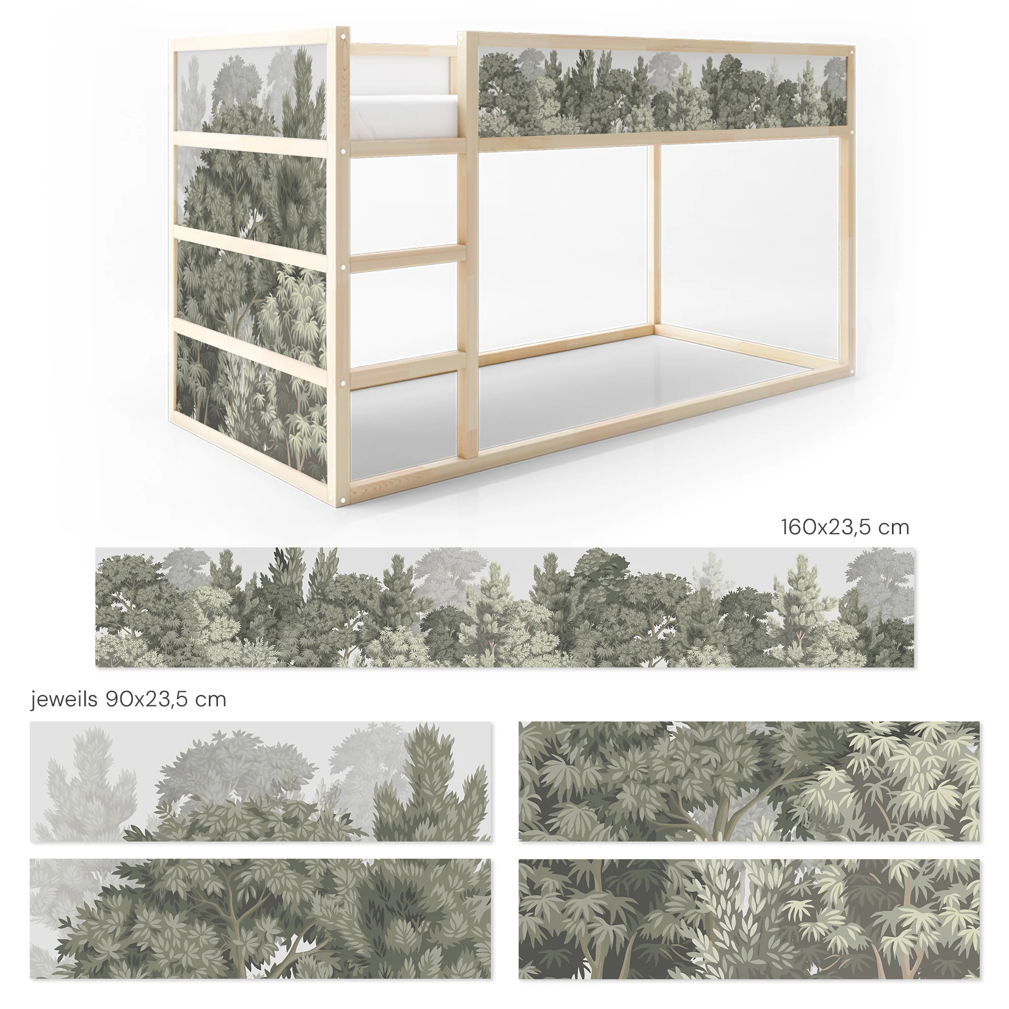 Bettaufkleber Set für IKEA Kura - Wald pastell - Image 8