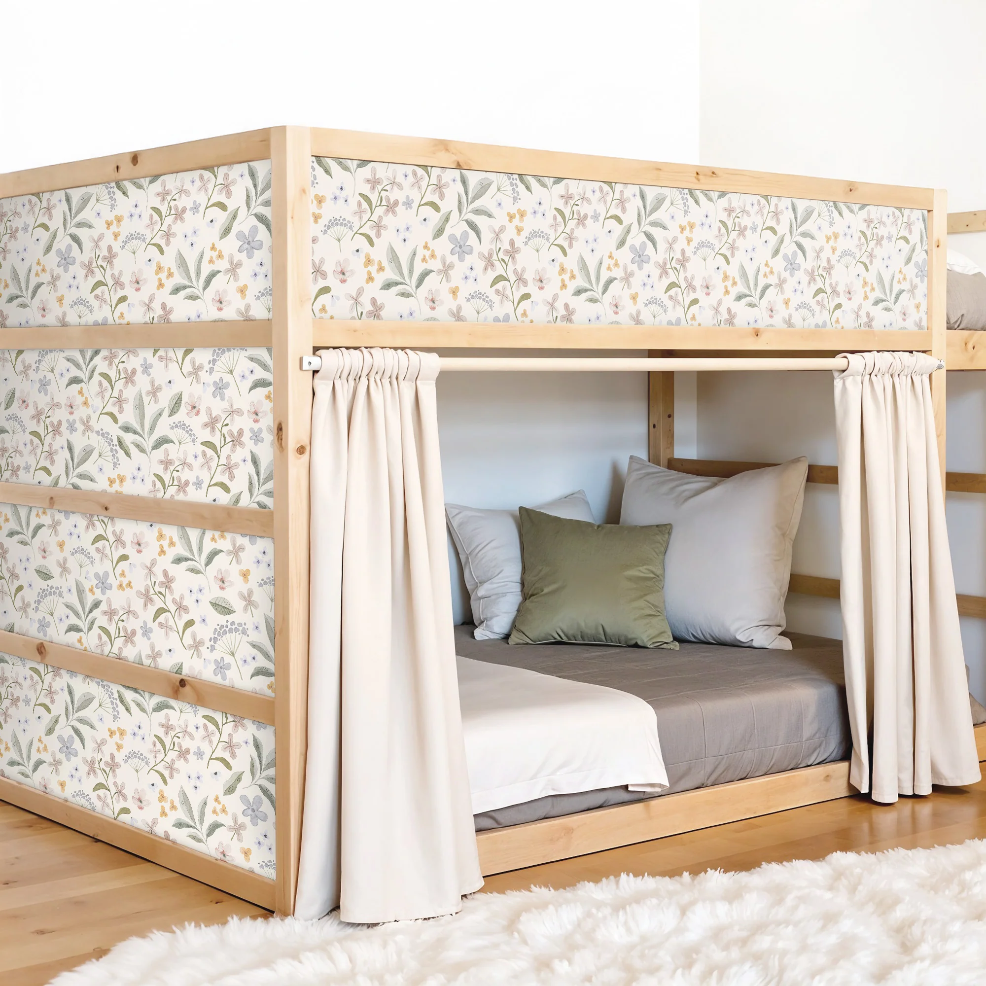 Bettaufkleber Set für IKEA Kura - Zarte Blütenwelt - Image 3