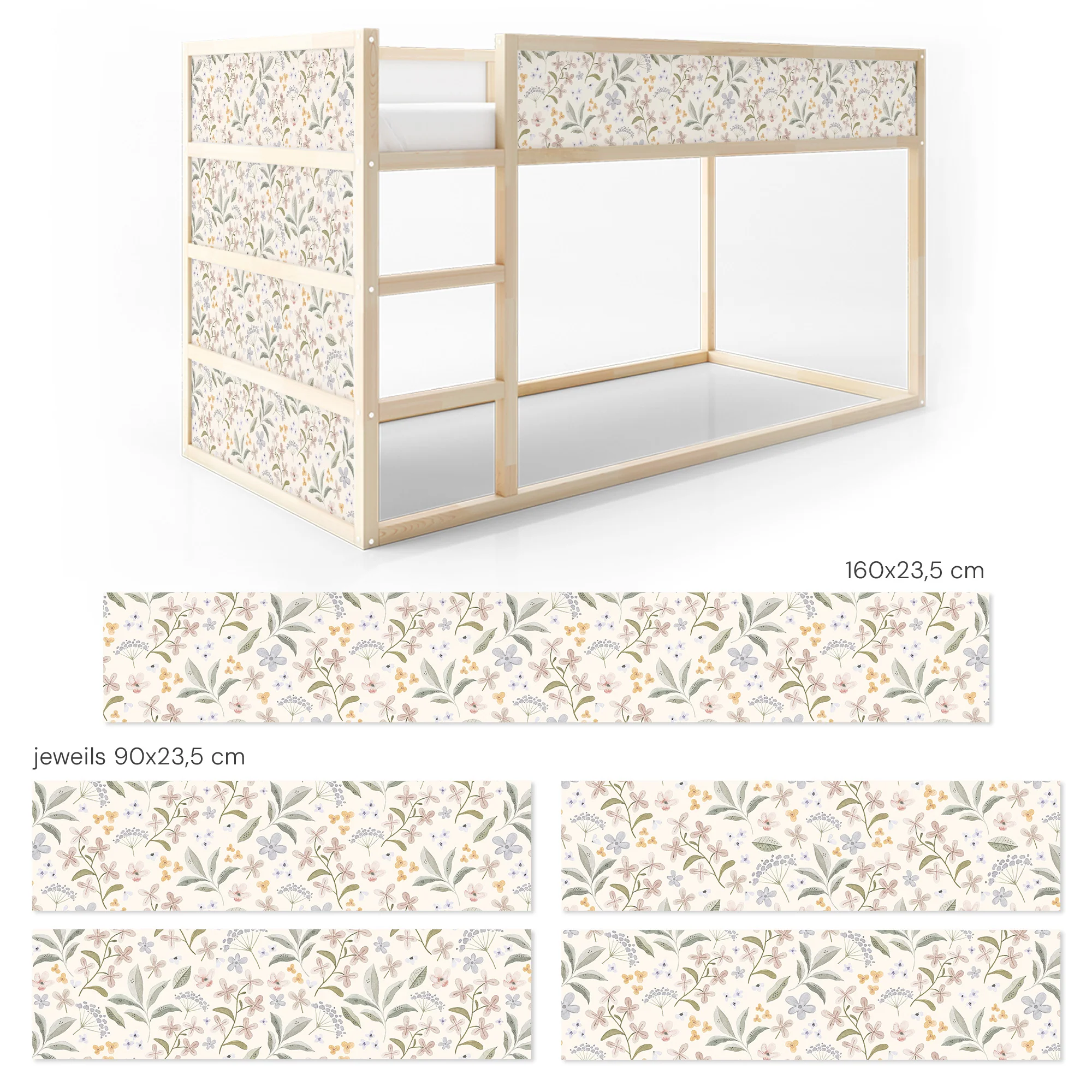 Bettaufkleber Set für IKEA Kura - Zarte Blütenwelt - Image 8