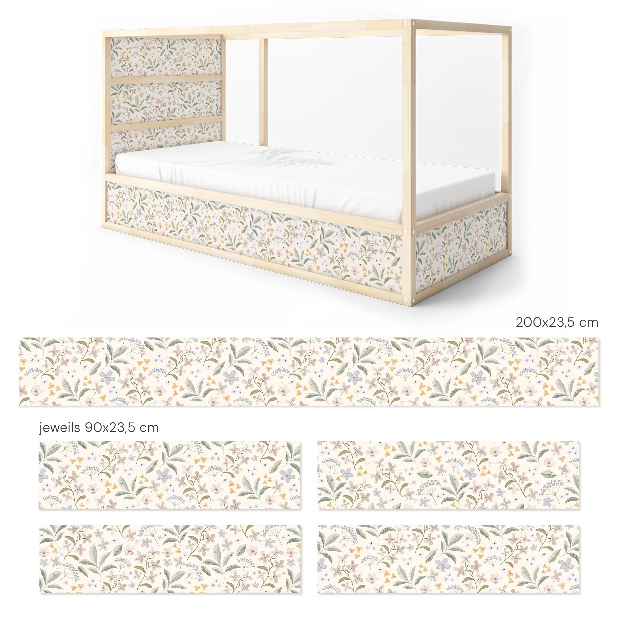 Bettaufkleber Set für IKEA Kura - Zarte Blütenwelt - Image 9