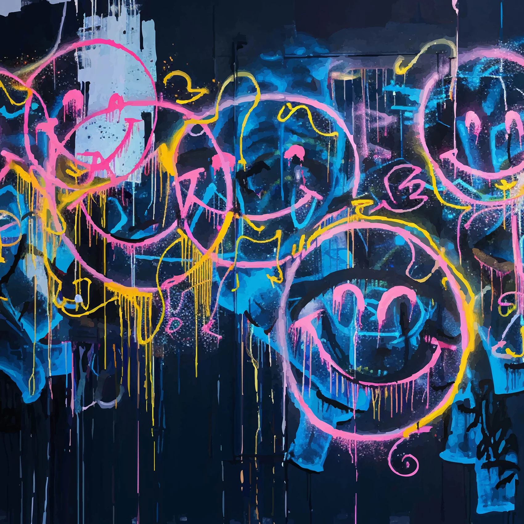 Designtapete Graffiti Smileys - Image 2