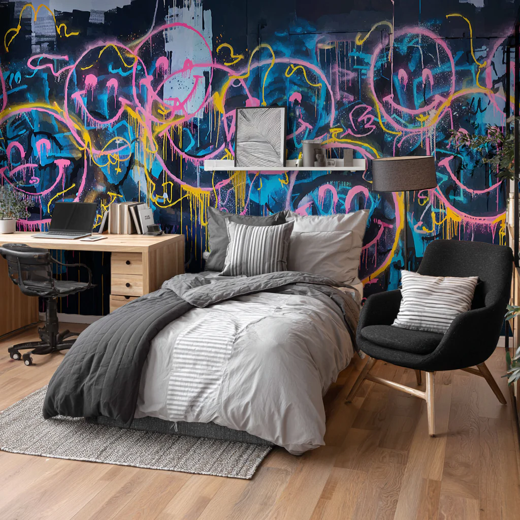 Designtapete Graffiti Smileys - Image 4