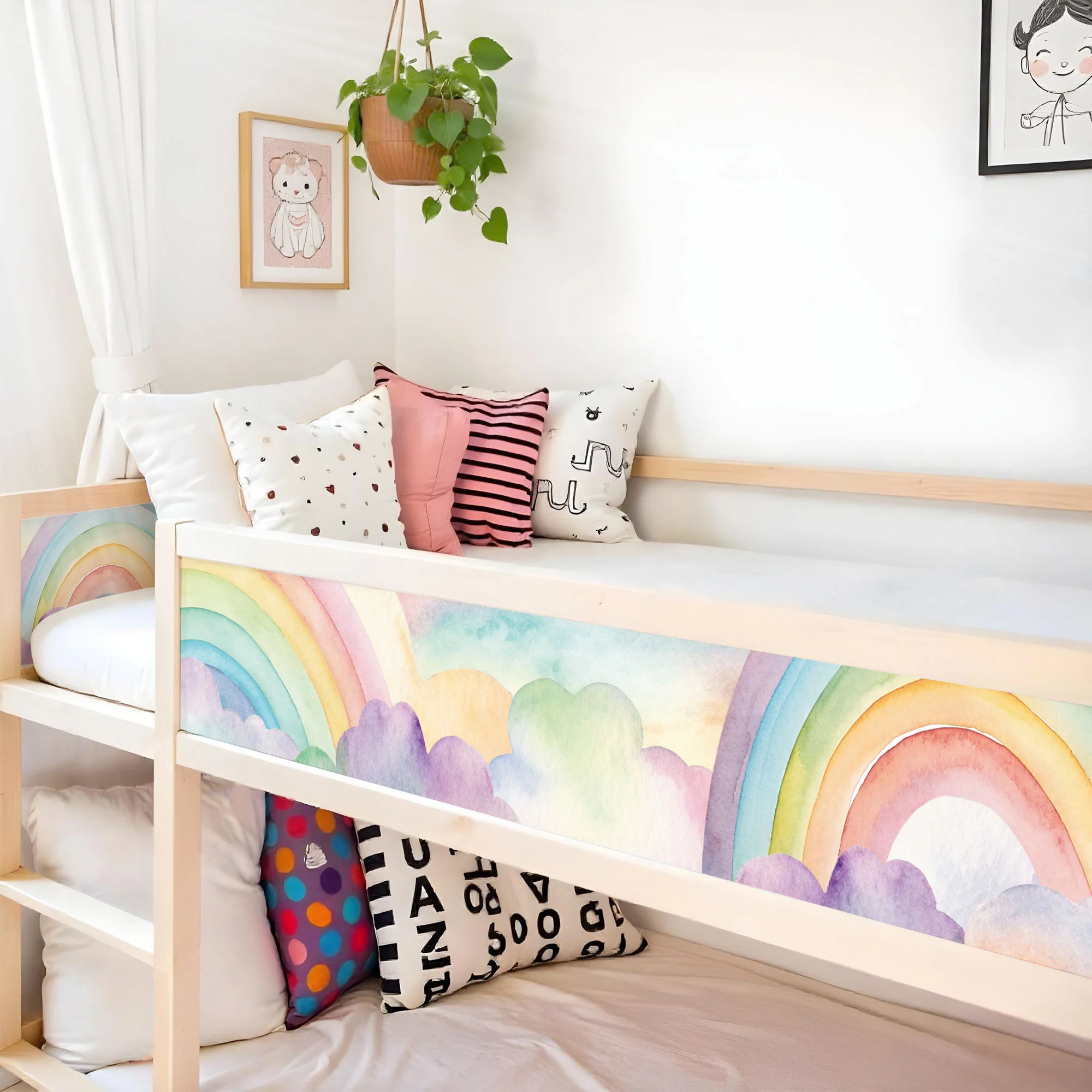 Bett­aufkleber Set für IKEA Kura - Aquarell Regenbögen - Image 2