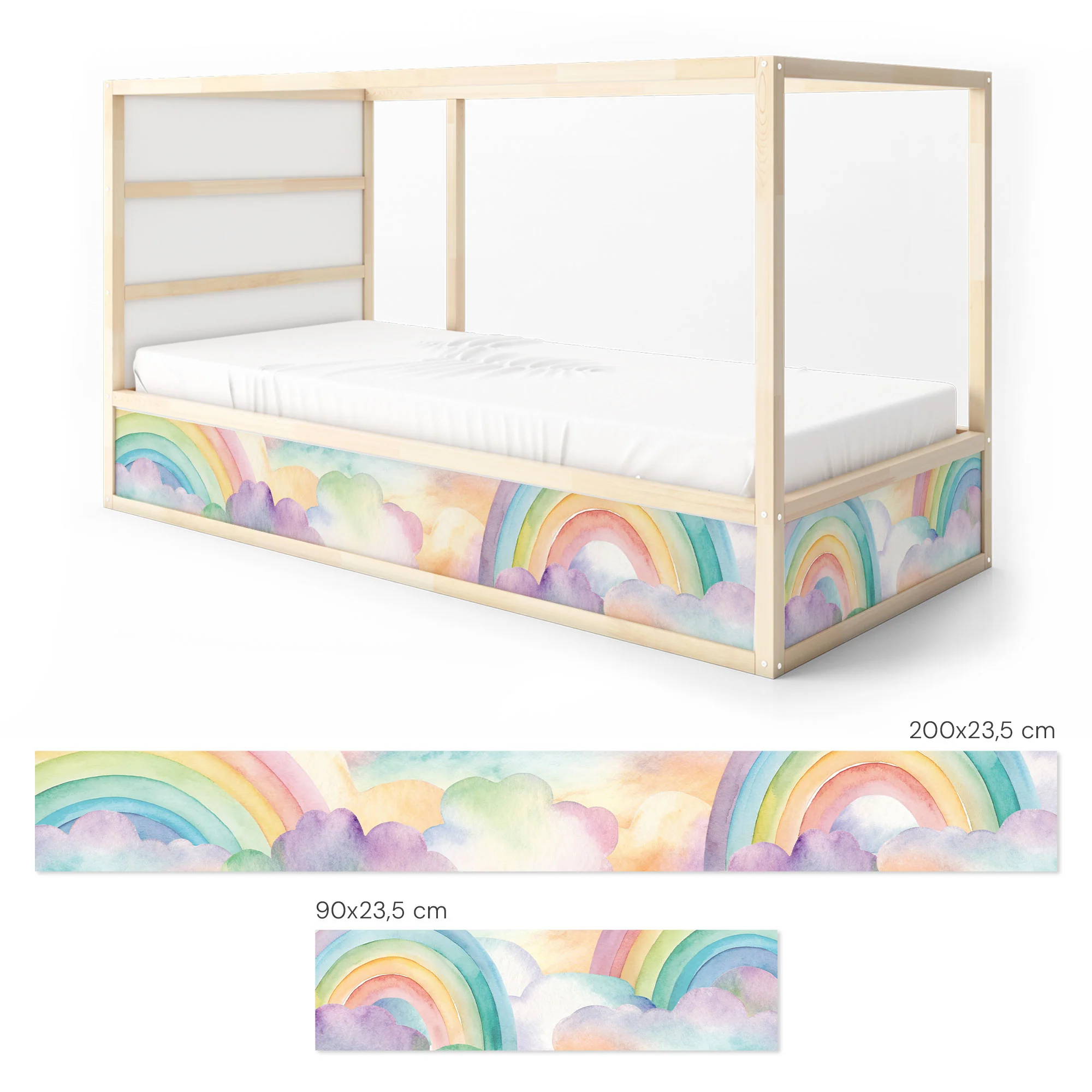 Bett­aufkleber Set für IKEA Kura - Aquarell Regenbögen - Image 7